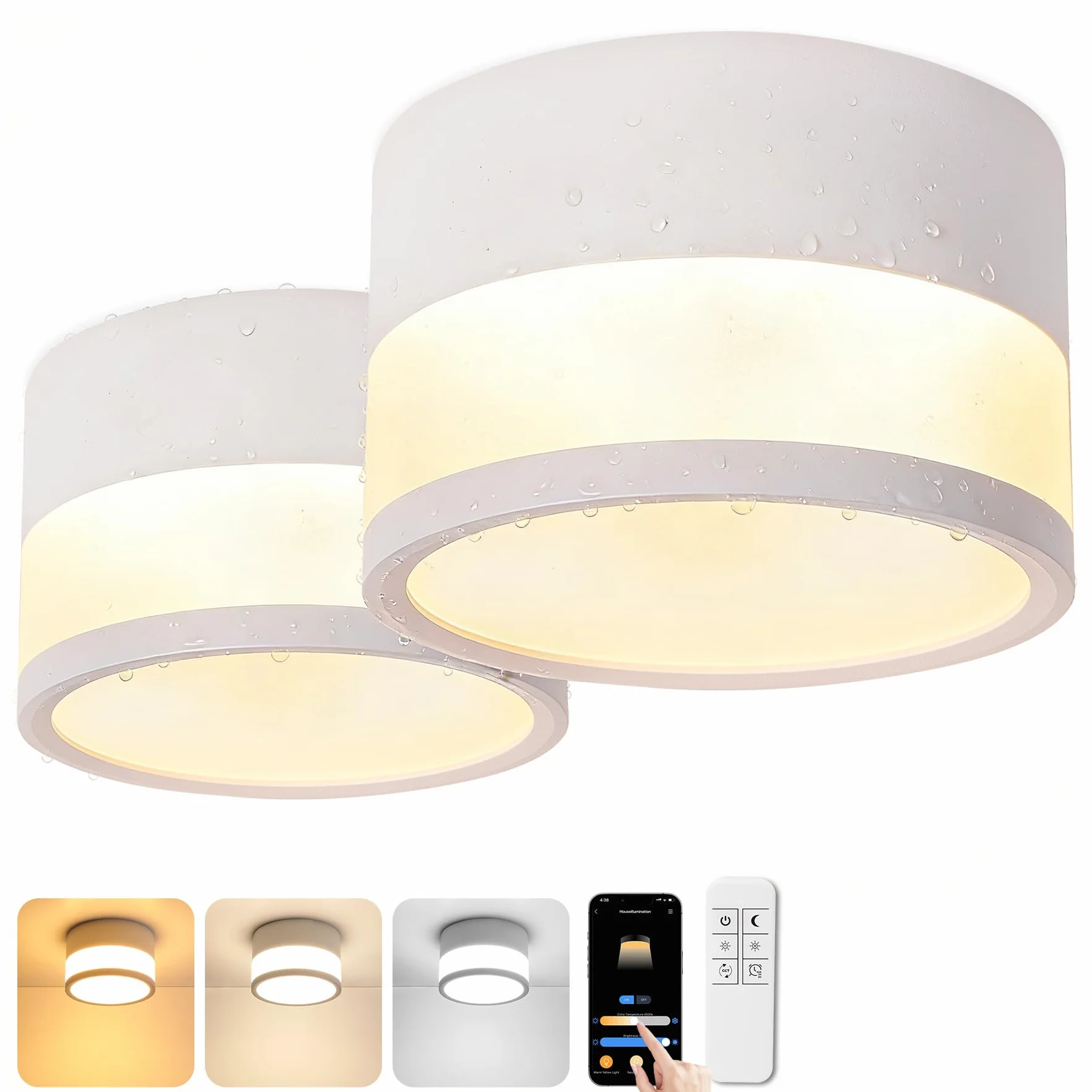 Focos LED techo Dimmable IP65 12W 2700K-6500K Blanco Aluminio 230V Ø10cm