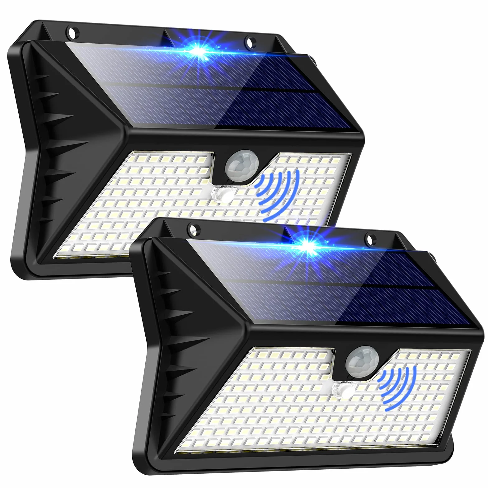 OUILA Luz Solar Exterior 185 LED 3 Modos IP65 Impermeable Blanco Frío 2-Paquete