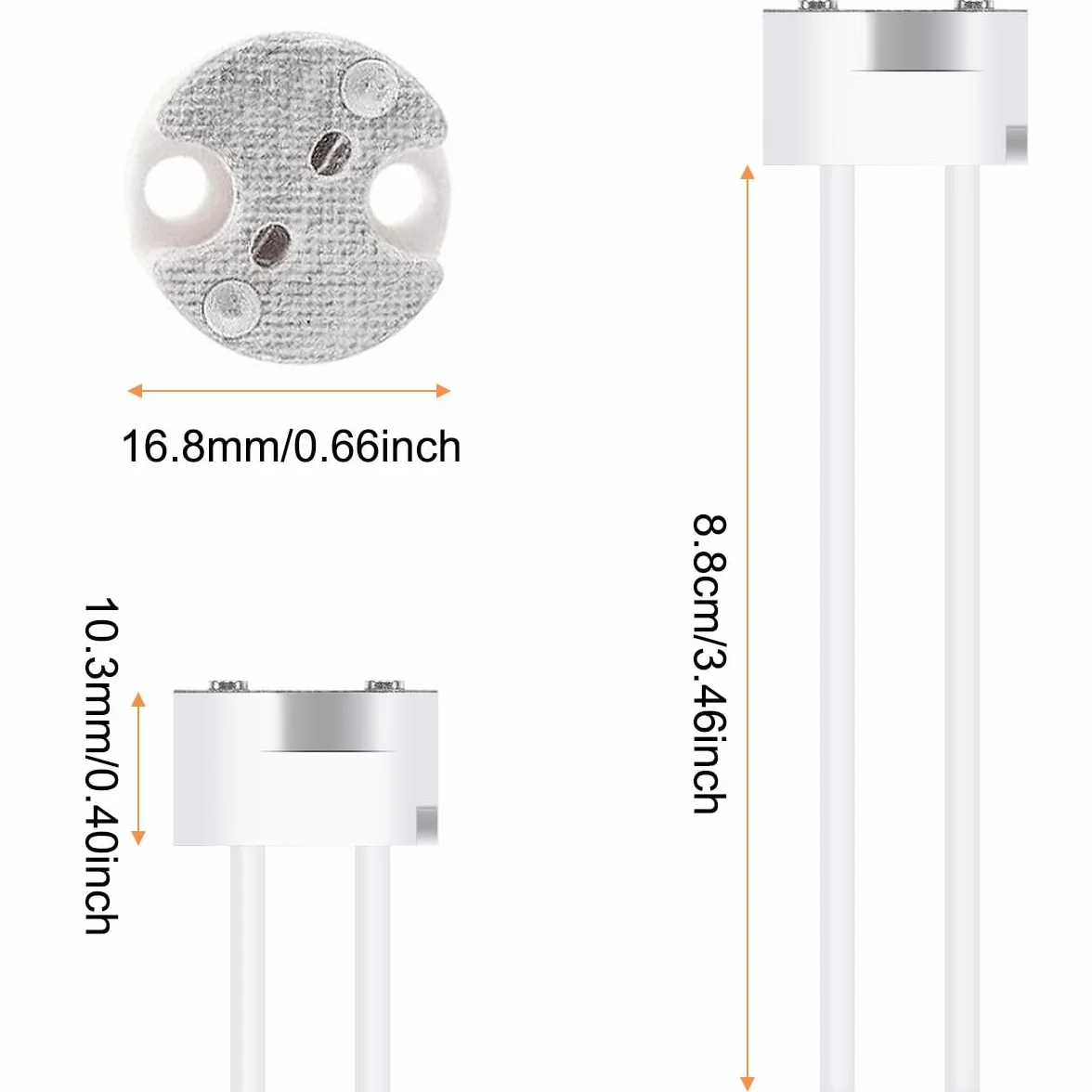 LED MR16 GU5.3 Enchufe 10 piezas Bombilla de lámpara halógena Conector de cerámica Adaptador de cable MR11 G4