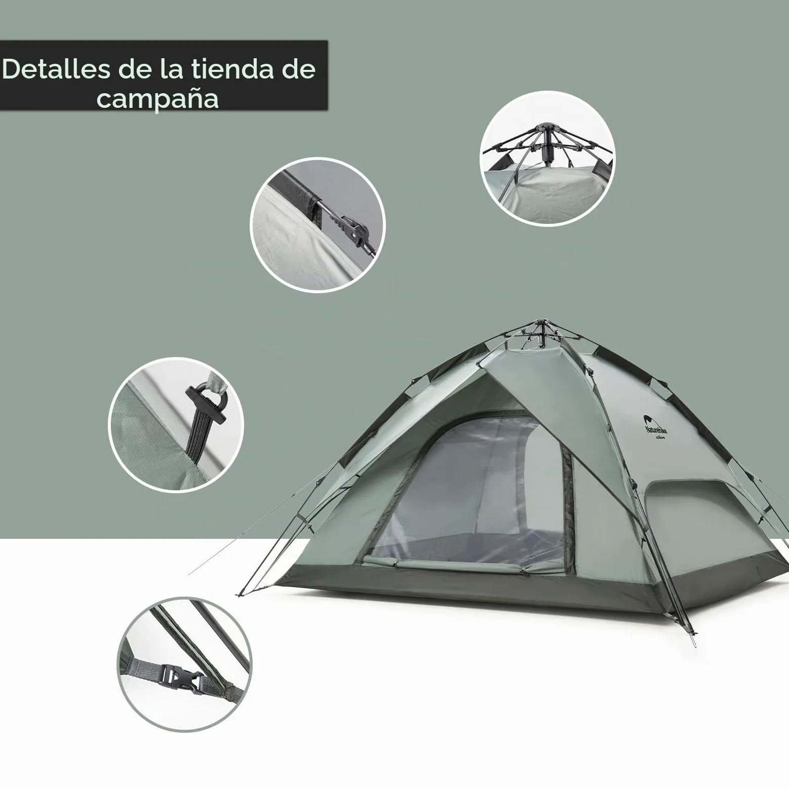 Naturehike Tiendas Instantáneas Carpa para Acampar Automática 3/4 Personas Carpa Domo de Dos Pisos Carpa Familiar Grande con Bolsa de Transporte