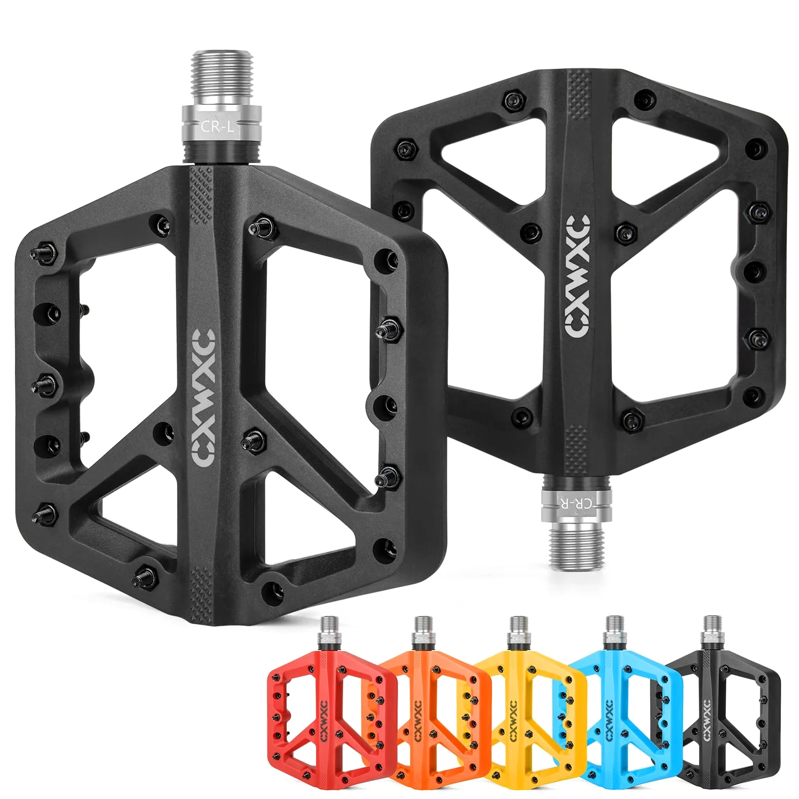 CXWXC Pedales de bicicleta de montaña, pedales de bicicleta de fibra de nailon ligeros, pedales de plataforma para bicicleta de montaña BMX de 9/16 pulgadas