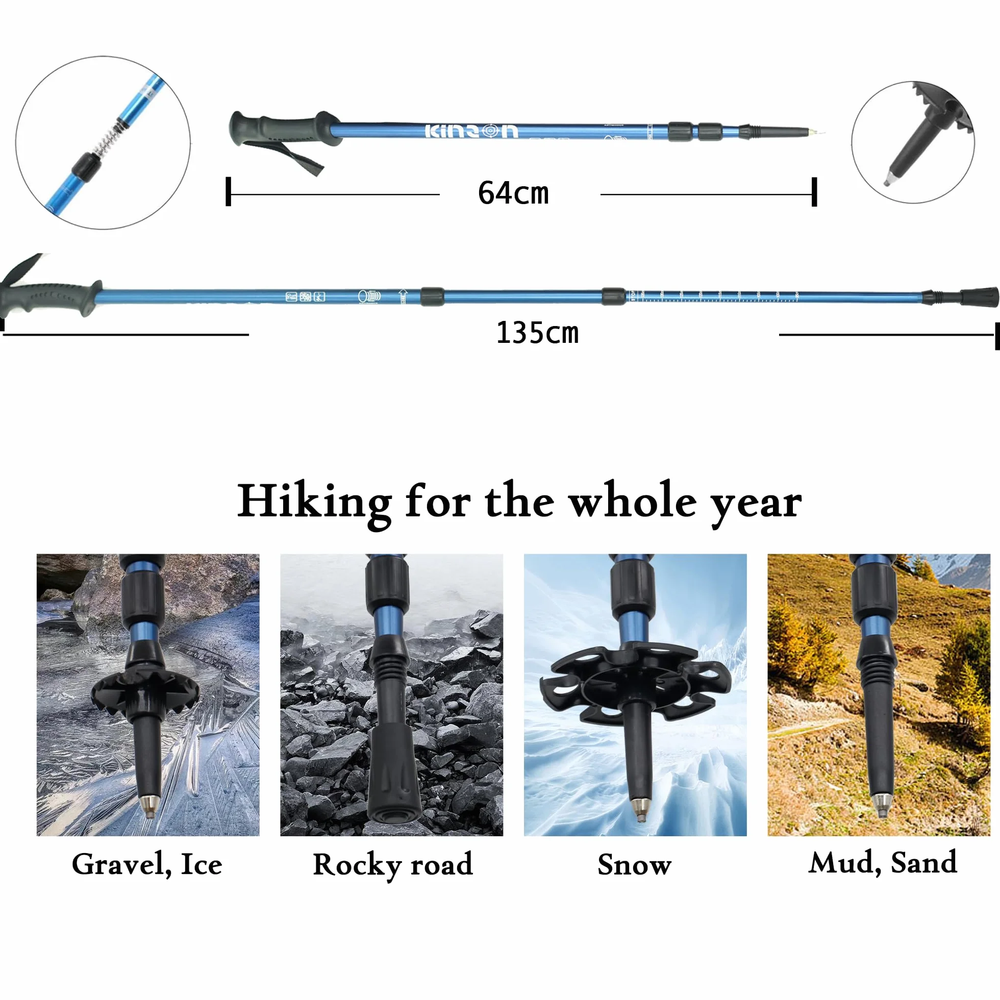 Raquetas de Nieve 3 en 1 Ligeras con Bastones de Trekking y Bolsa de Transporte