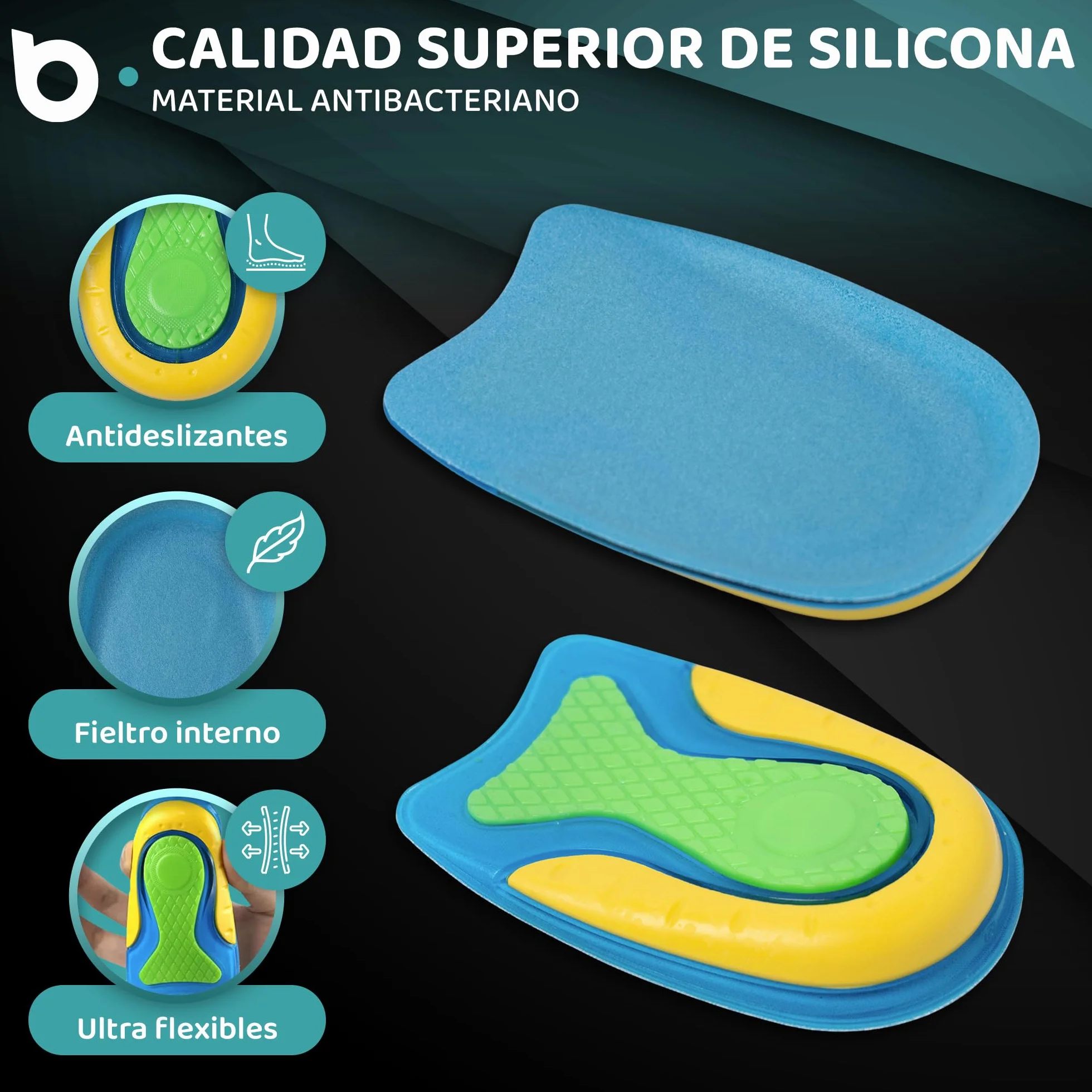 Taloneras de Silicona MEGAPACK 3 pares (6 Uds) para Fascitis Plantar y Espolón Calcáneo - Plantillas de Talón Gel Talla 40-47