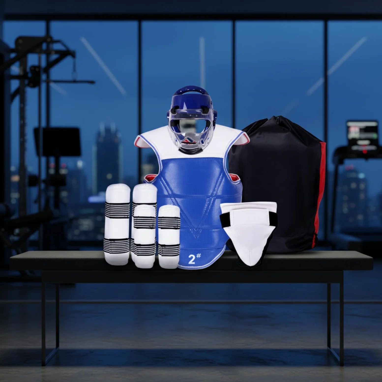 harayaa Conjunto de Equipamiento de Kárate, Equipo de Protección de Taekwondo Que Incluye Un Chaleco Protector de Espinillas para Boxeo.