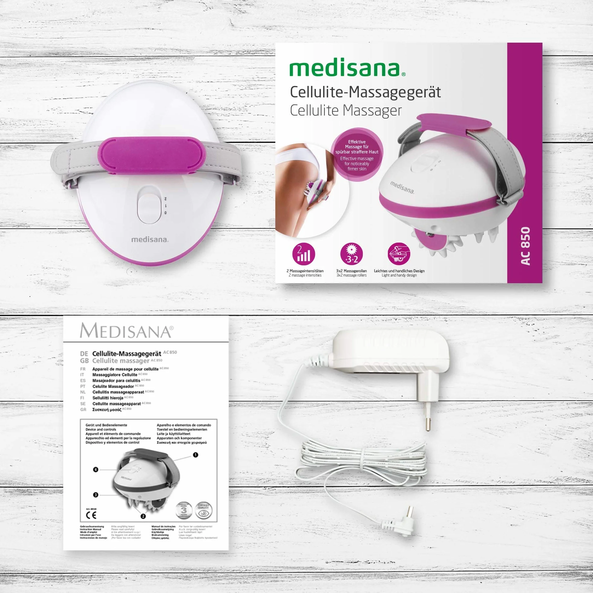 Medisana AC 850 Masajeador para celulitis con 6 rodillos rotativos y 2 intensidades