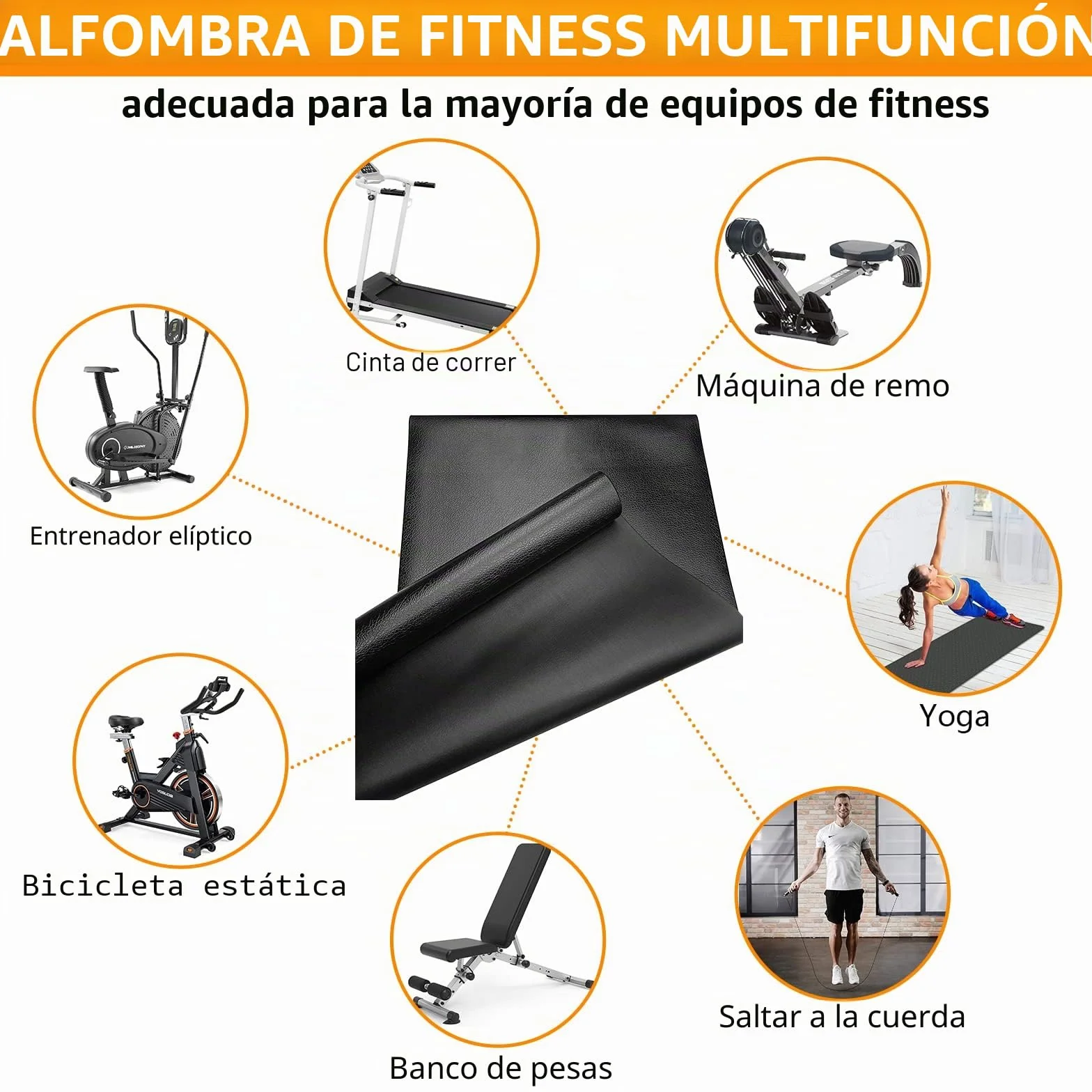 Esterilla de Ejercicio y Equipo de Fitness, Antideslizante, Alfombrilla Protectora de Piso para Cintas de Correr, Ciclismo, Rowers, Cross Trainers y Otros Equipos de Gimnasio, 180cm x 80 cm