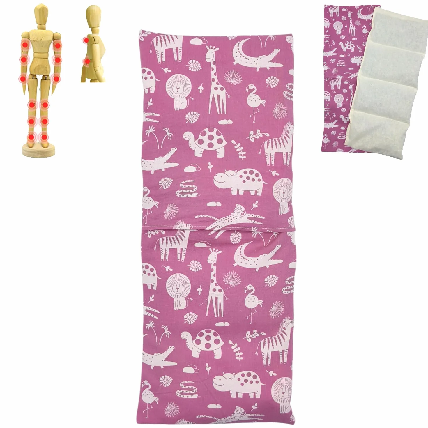 Saco semillas Pink Zoo, huesos de cereza, microondas, térmico frío calor, 40x17 cm, 400 g