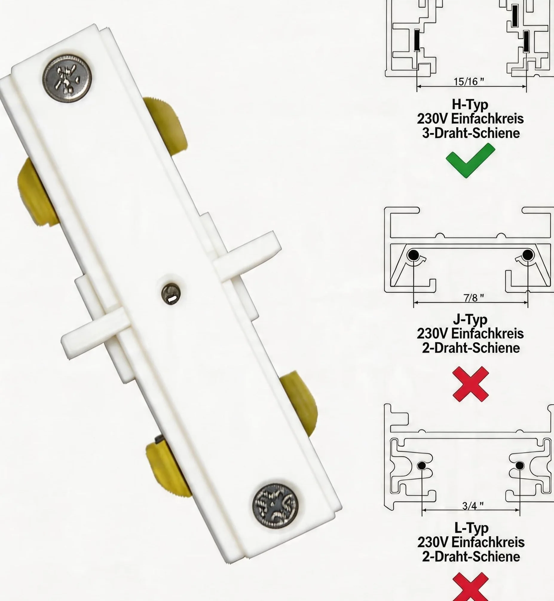 Negro 240V circuito simple carril I forma