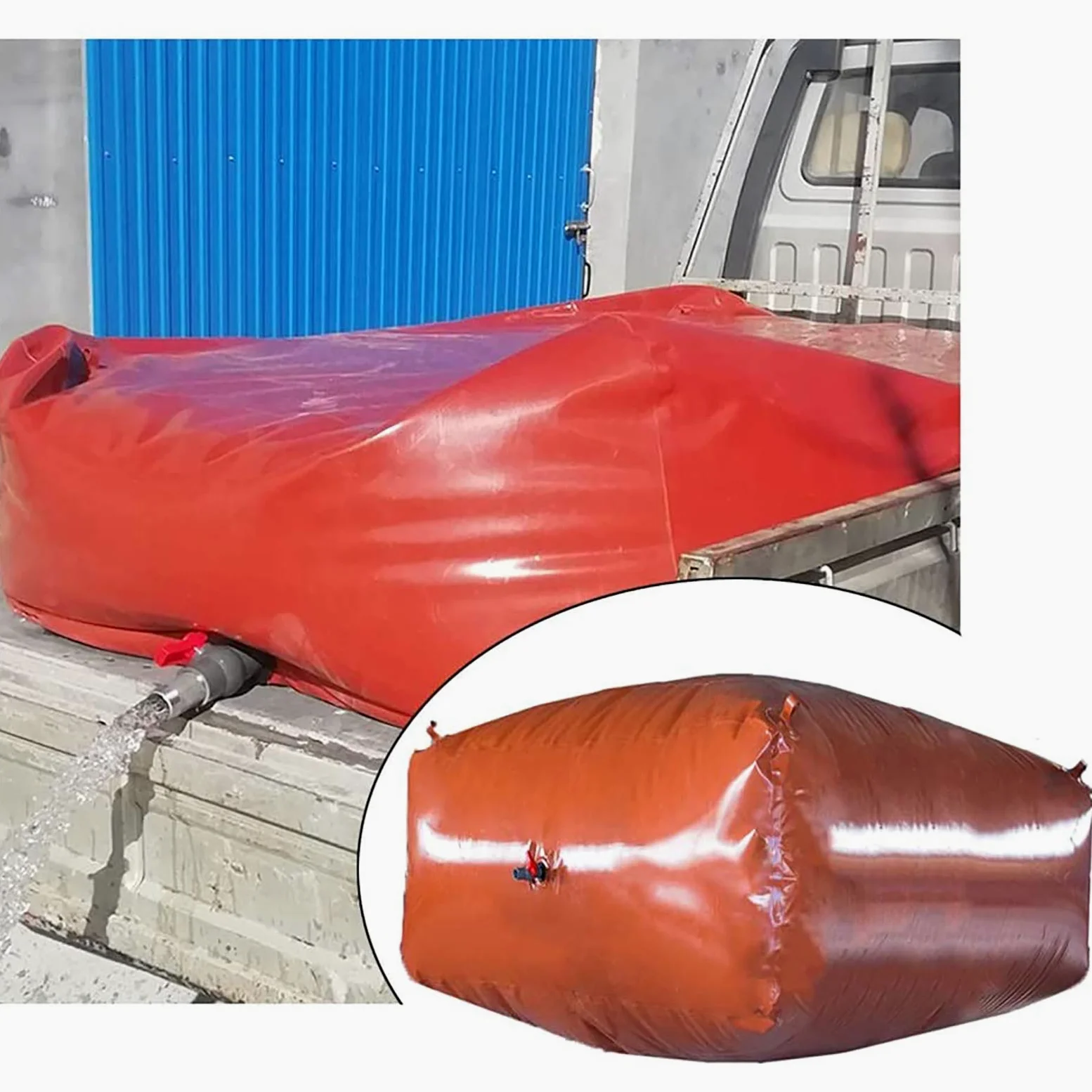 Tanque de Agua Blanda Plegable portátil, Tanque de Agua Flexible con Grifo, Cubo de Almacenamiento de Agua Resistente a la sequía para Exteriores, fácil de Transportar (Tamaño: 500L / 5x0.9x0.4m