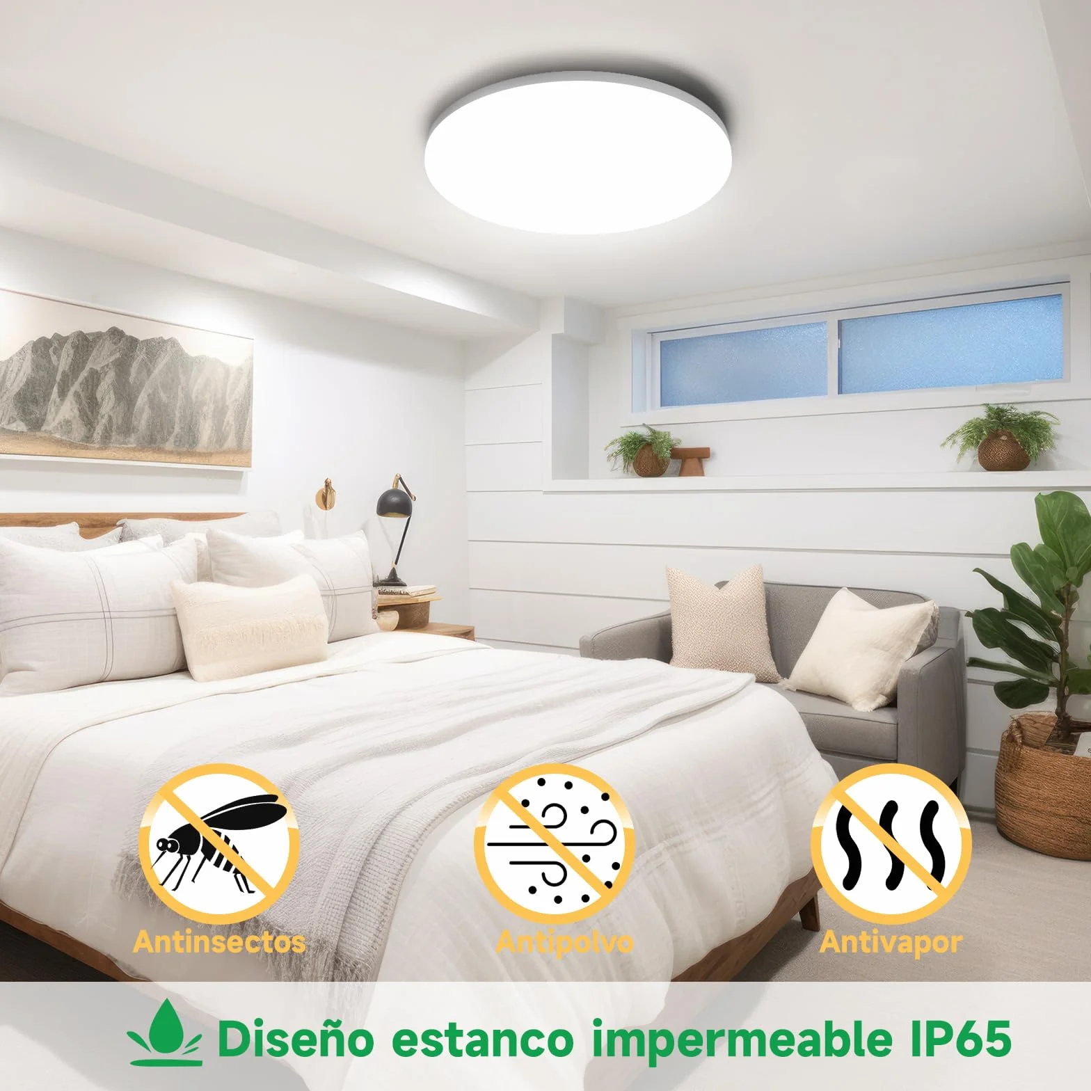 Plafoniera LED IP65 22W 3080lm 4000K Ø28cm Blanco Día