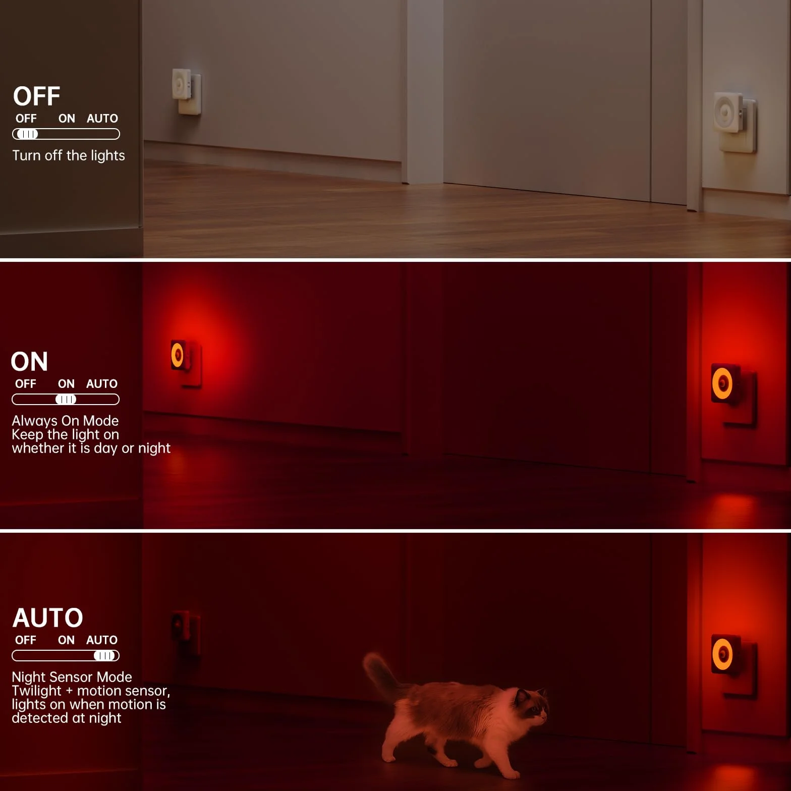 LED Luz con Sensor de Movimiento 2pcs Luce Notturna Bambini da Presa Brillo Regulable CE Rojo