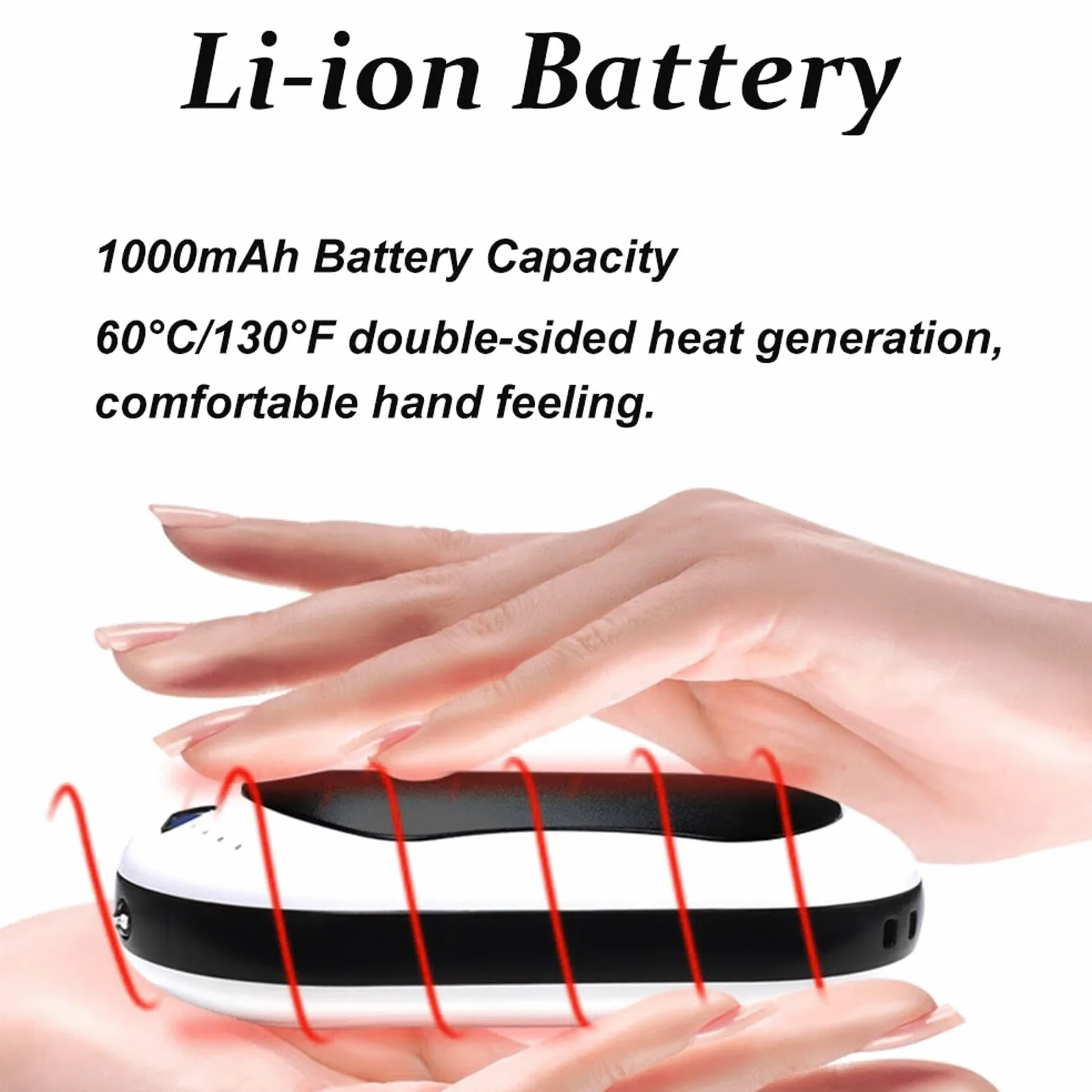 4 calentadores de manos, calentador de manos eléctrico USB recargable de 10000 mAh, 3 modos de calentamiento, calentador de manos recargable por USB, calentador de manos de bolsillo (negro)