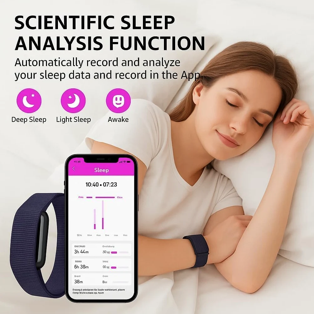 Smart Band, Pulsera Actividad sin Pantalla Hombre Mujer con GPS Integrado, Pulsómetro, SPO₂, Batería +1 Mes de Duración, Podómetro, Monitor Sueño, Notificaciones Whatsapp, Resistente Agua, 2 C