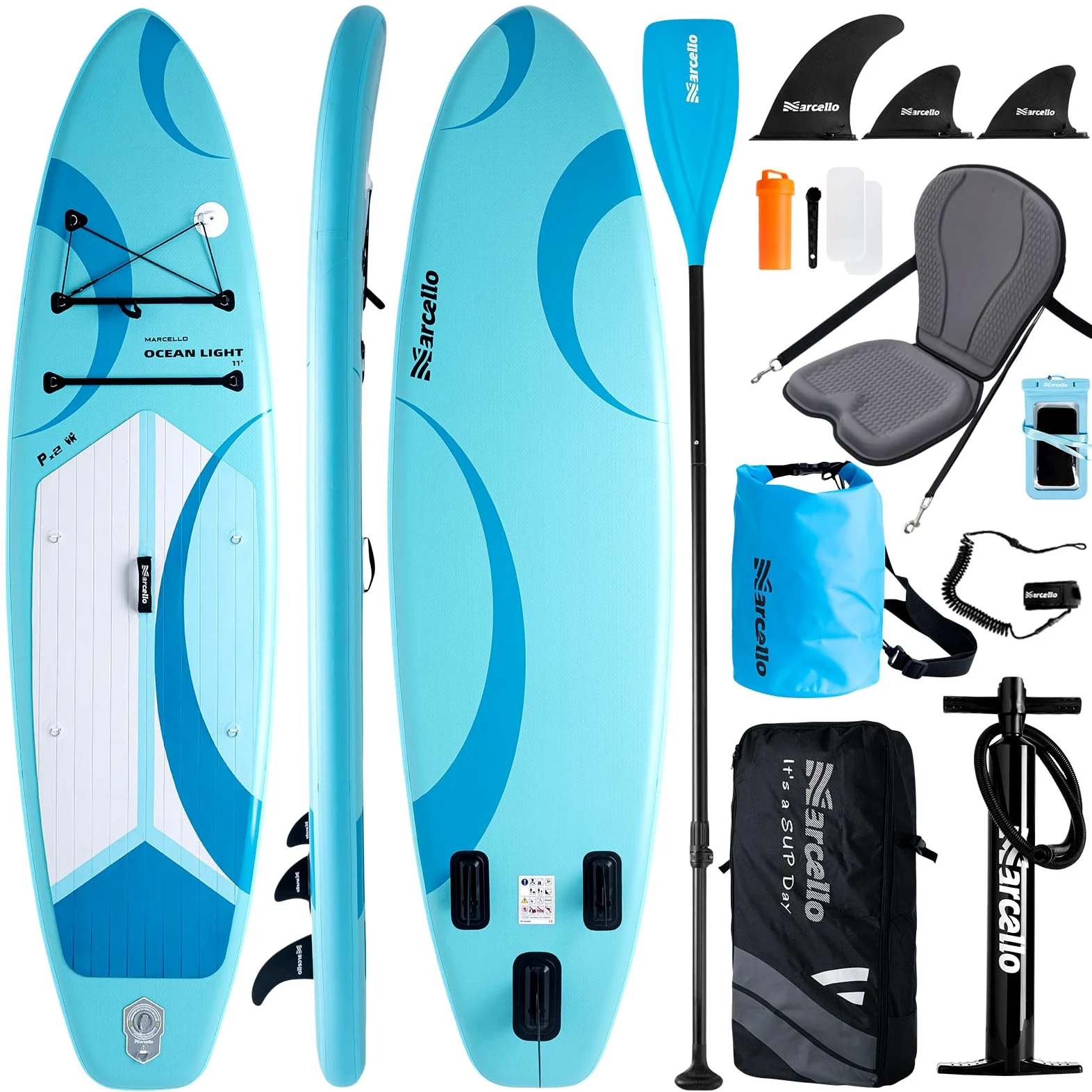 Tabla de surf de remo, inflable, 2,7 m x 83 cm x 15,2 cm, tabla de SUP ultraligera con bomba de mano, funda impermeable para teléfono y bolsa impermeable