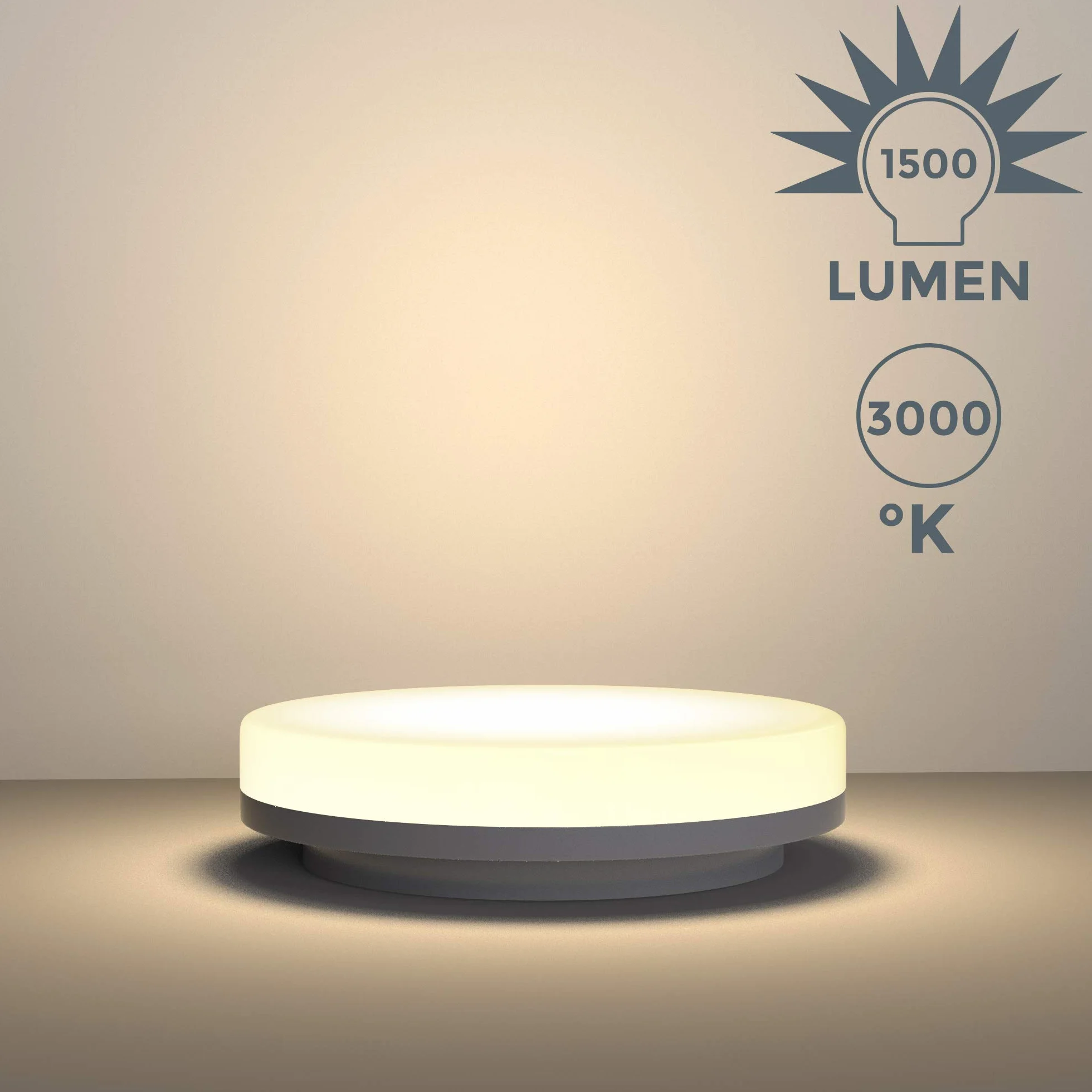 Plafón LED 13W 3000K 1500LM IP54 Blanco Neutro Ø220 mm
