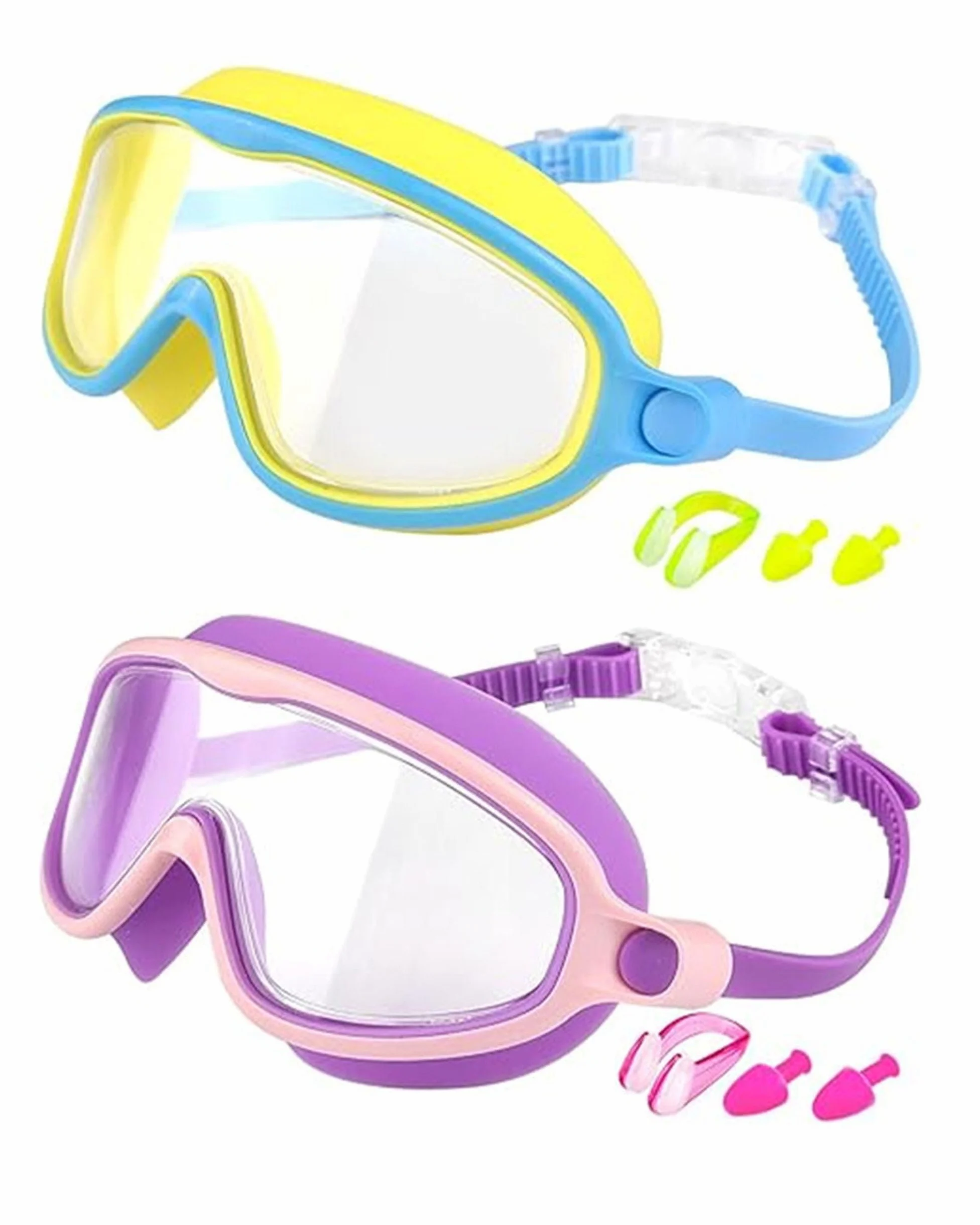 Swimbi Splsh Vision Goggles, Blumi Baby Splashyeyes, gafas de natación antivaho y UV para niños con tapones para los oídos y clip para la nariz, máscara de natación de visión amplia para niños de 3 a