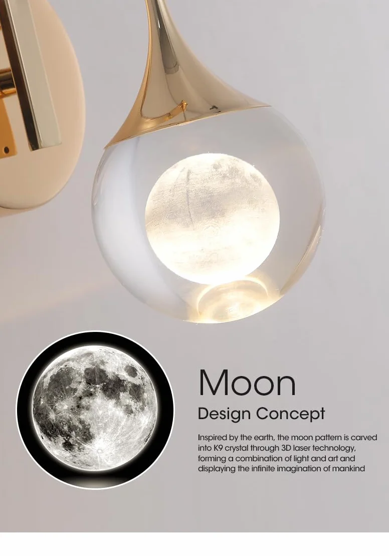 Lámpara de Pared Nórdica Cristal LED para Hogar Sala de Estar Dormitorio Decoración