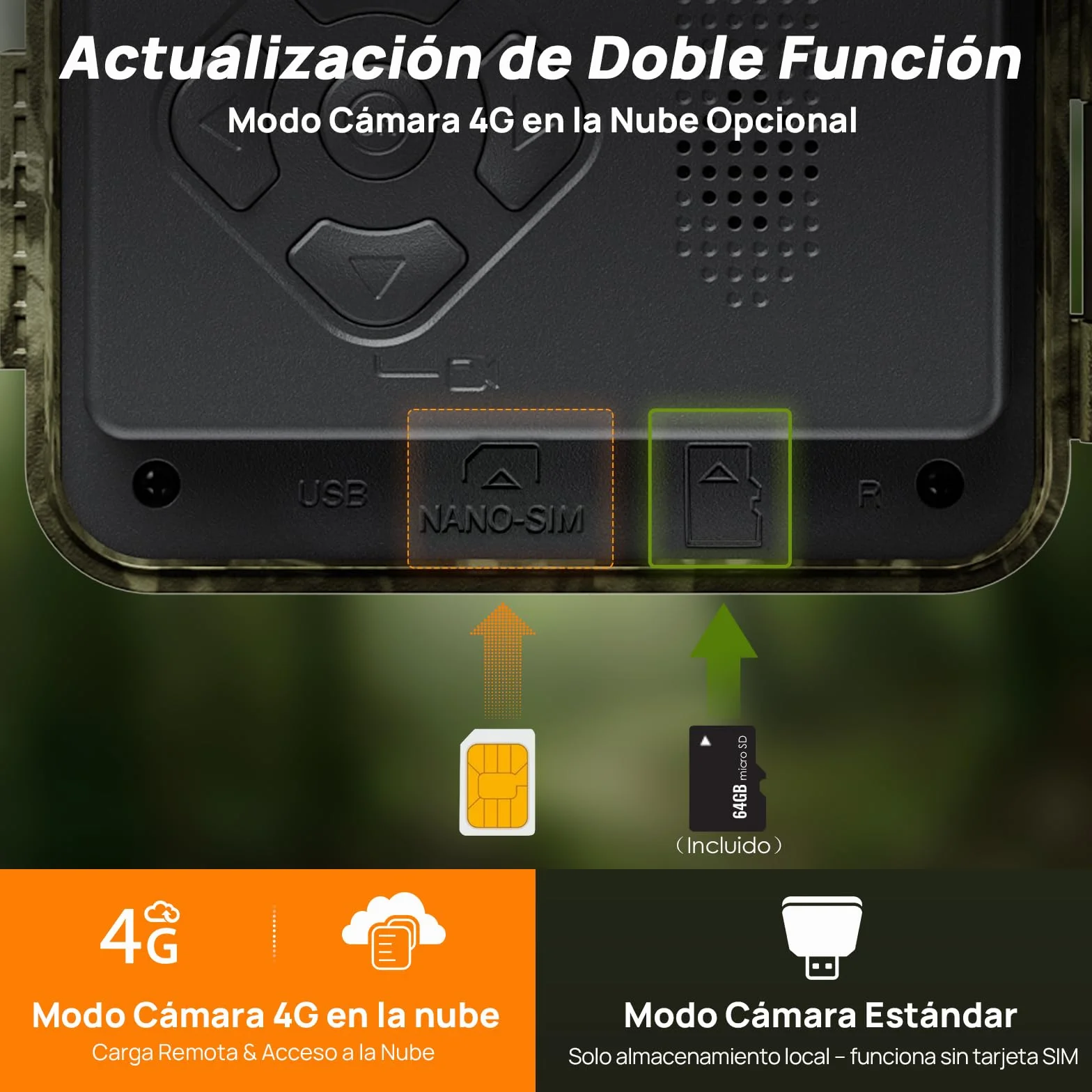 iZEEKER 2 en 1 Solar Cámara de Caza 4G LTE 48MP HD Nocturna con App, Batería 5200mAh, IP66 Impermeable