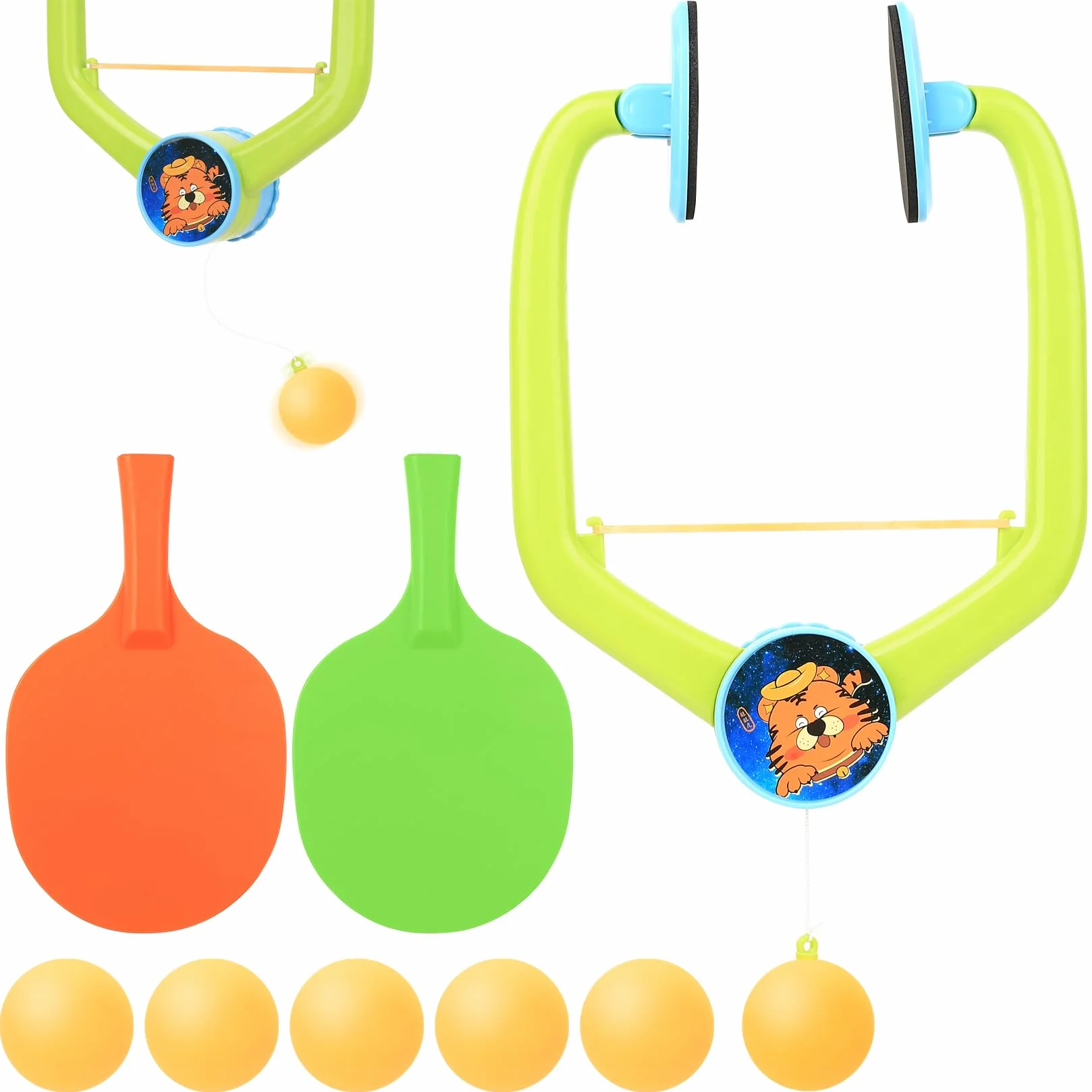 Juego de Ping Pong para Colgar en Puerta, Juego de Ping Pong con Marco Ajustable para Puerta, Entrenador portátil para Practicar y Jugar en Familia, con Palas/Pelotas