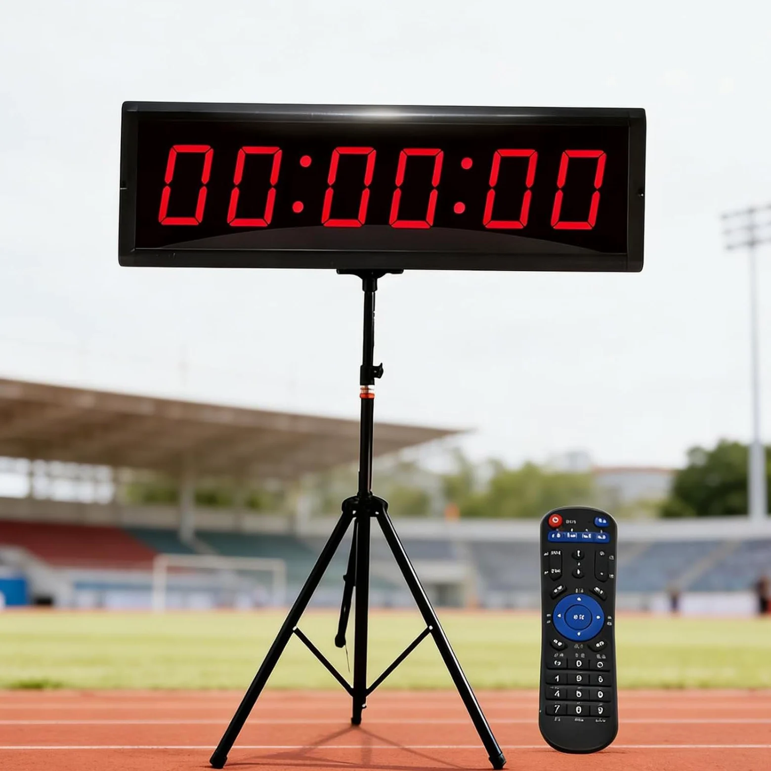 NGARY Reloj De Carrera Led, Temporizador De Doble Cara De 6 Dígitos De 1,5 Pulgadas con Trípode, Sincronización Positiva/Ciclo/cronómetro/Modo De Cuenta Regresiva Y 20 Grupos De Memoria De Datos