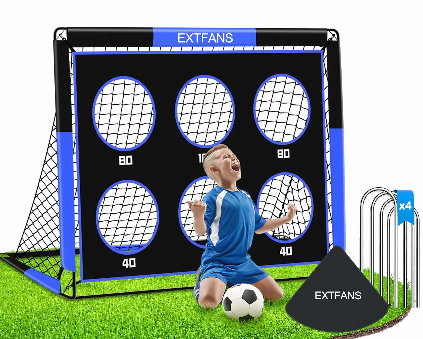Portería de fútbol 2 en 1 con Pared de dianas Plegable Portátil para Jardín y Exterior