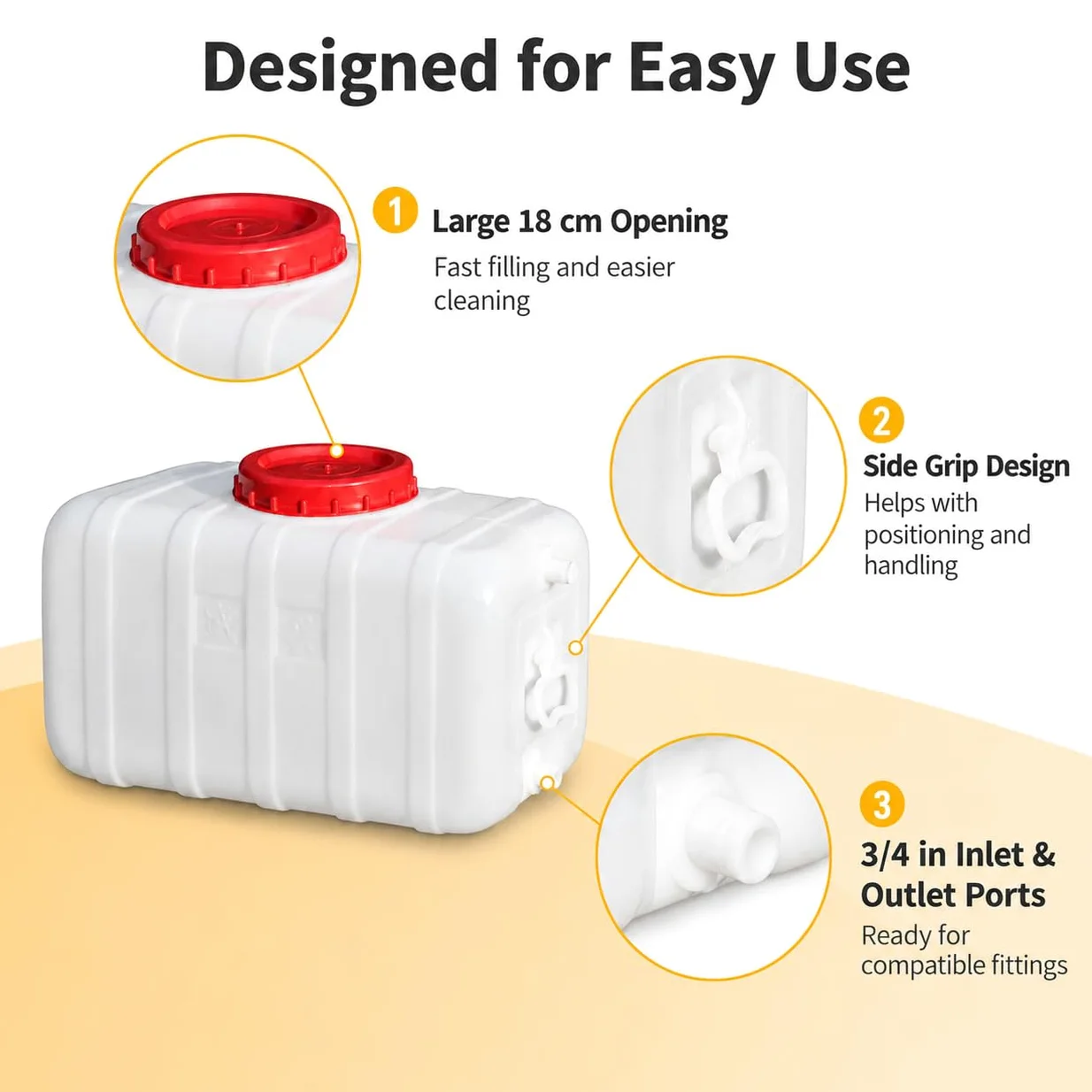 Depósito de Agua con Grifo, Bidón de HDPE de Calidad Alimentaria con Boca Ancha y Asa Lateral, para Camping, Camper, Jardín y Emergencias,95L