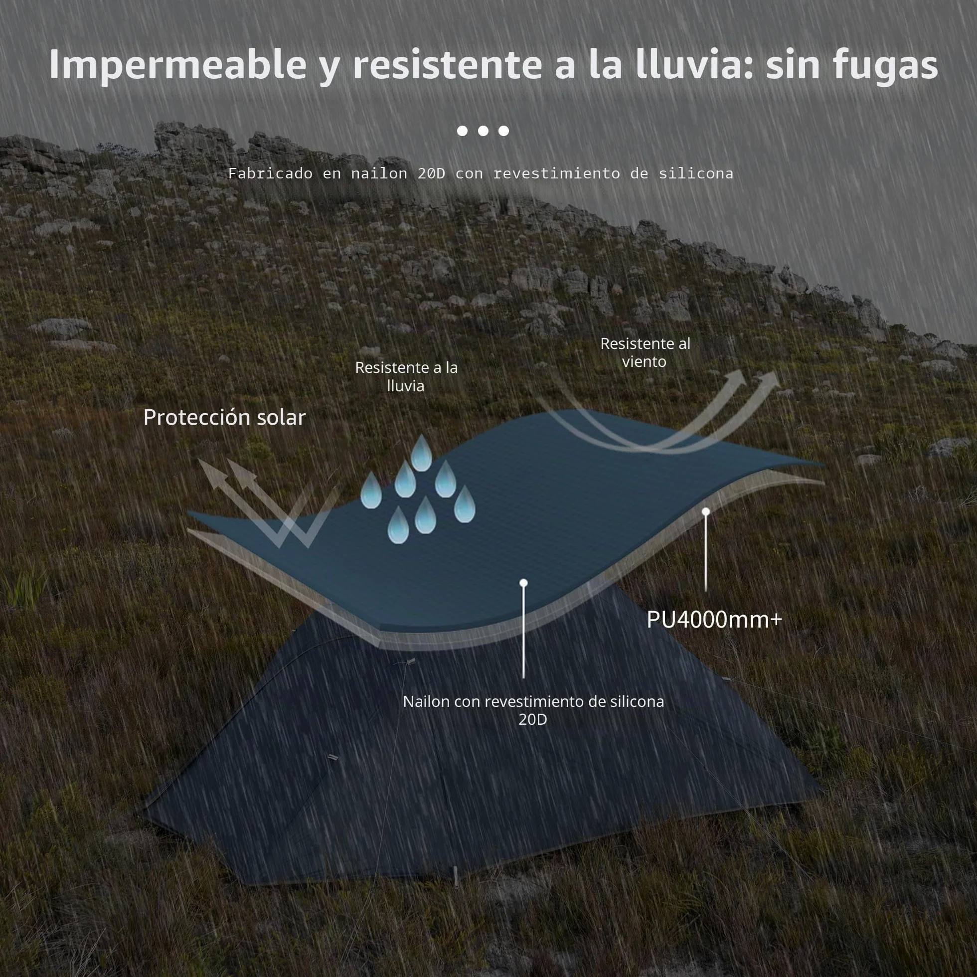 Naturehike Cloud-up Ultraligero 3 Persona Tienda de campaña Impermeable Doble Capa Camping Tienda de campaña (20D Azul Oscuro Actualizar)