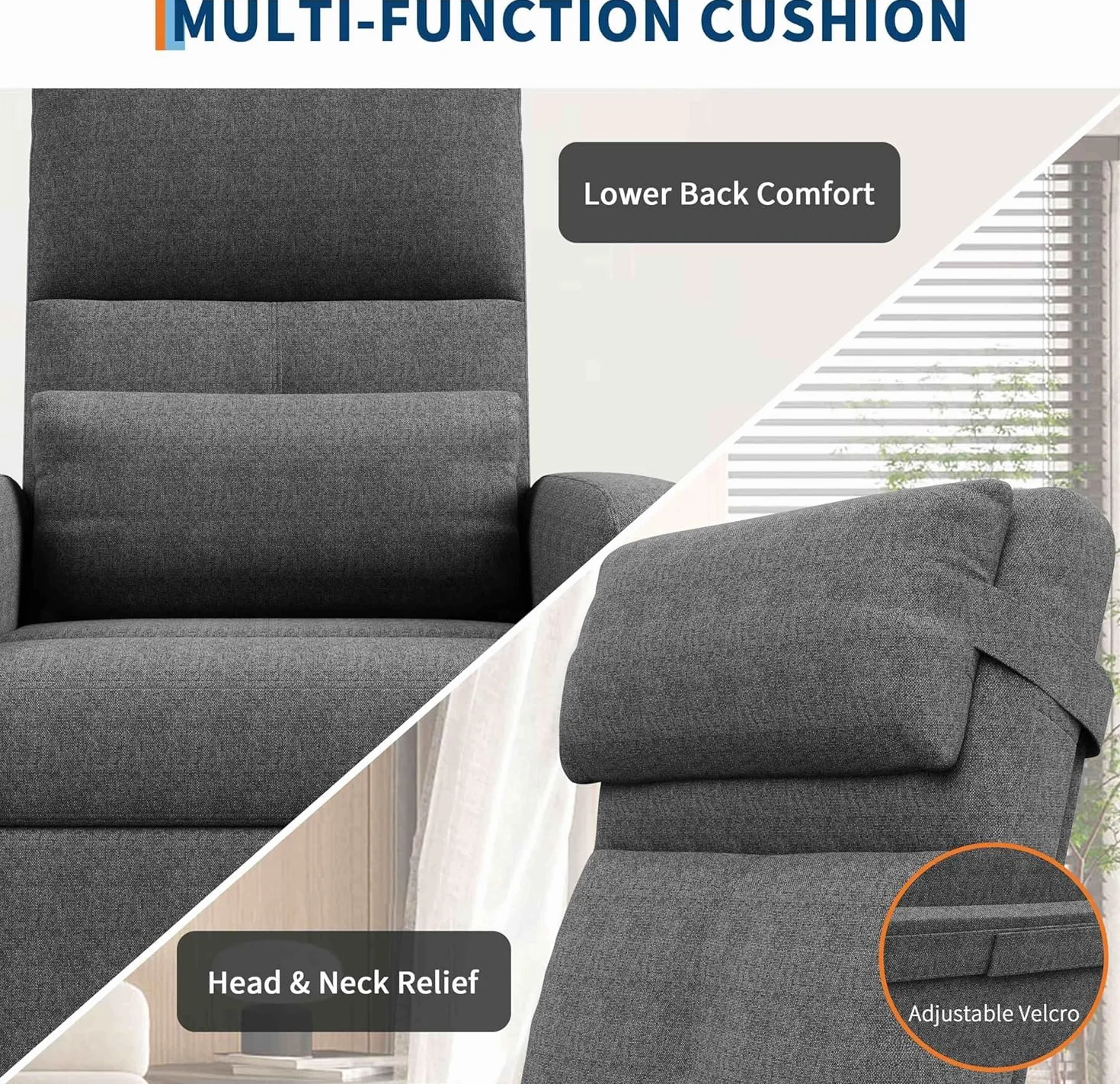 Sillón Reclinable Eléctrico con Masaje y Calor, Ergonómico con USB y Bolsillos