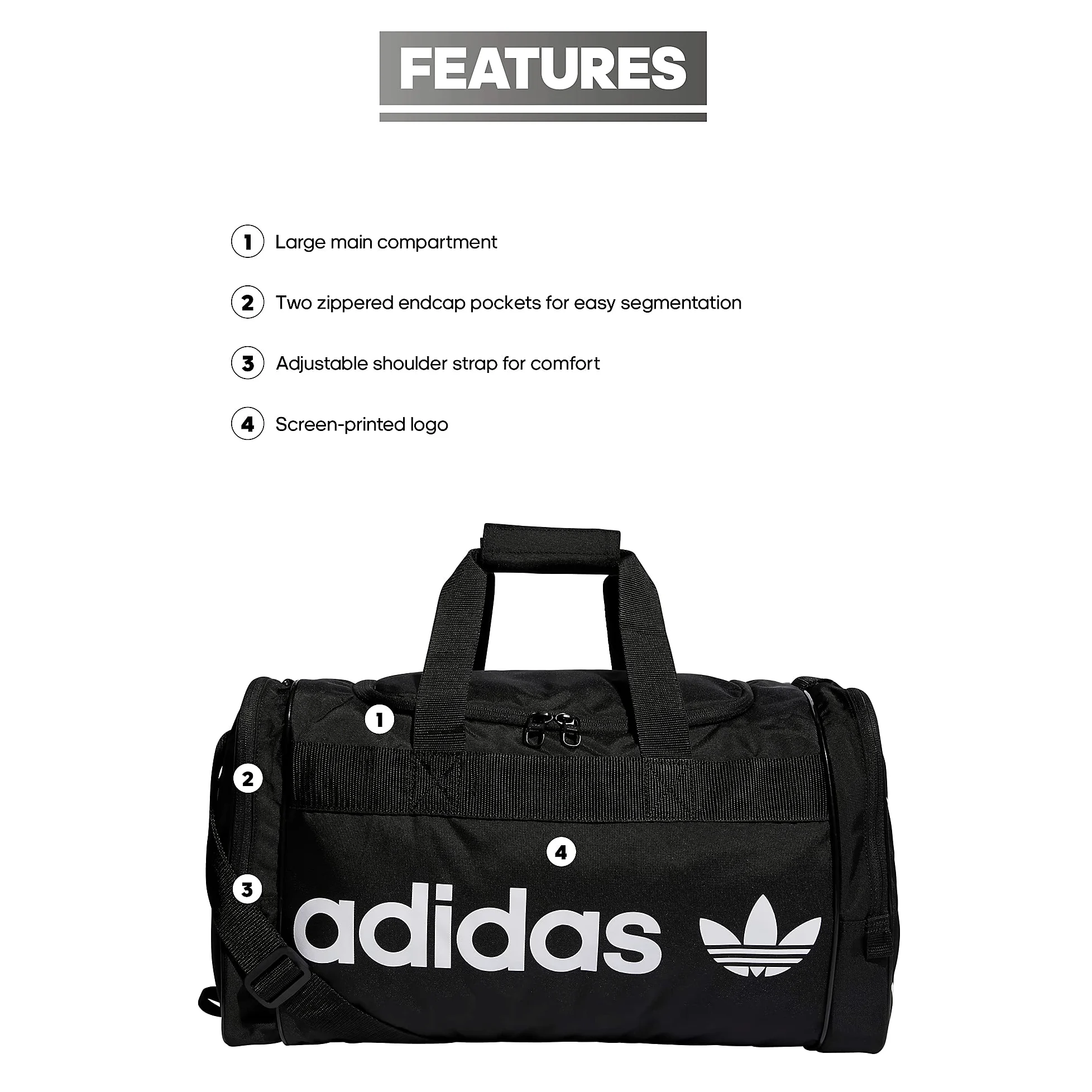 adidas Originals Santiago - Bolsa de Lona Santiago, Color Negro y