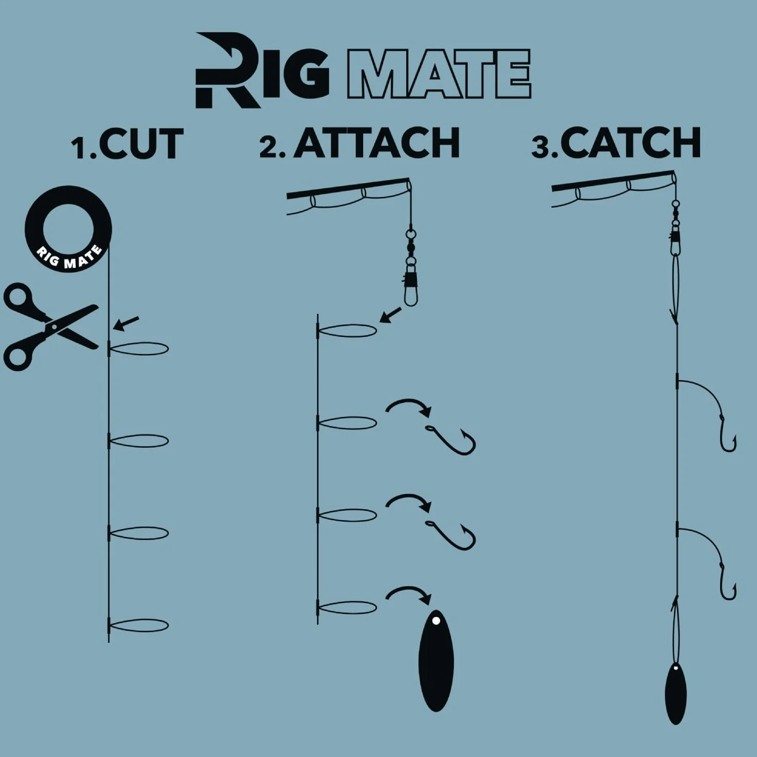 Aparejos de bucle cuentagotas preatados de 80 libras. Carrete de línea de pesca. Bucles de 18 pulgadas de distancia con tamaño de bucle de 5.5 pulgadas. Perfecto para pesca de agua salada y agua dulce