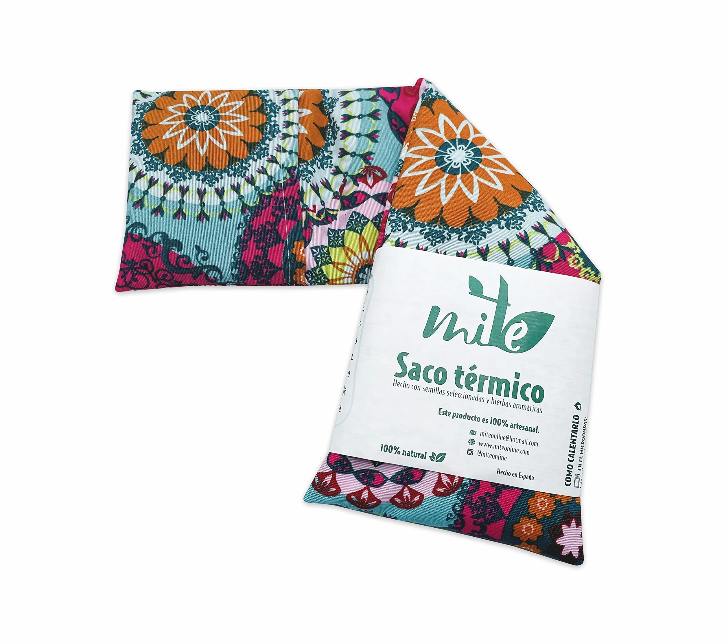 Saco térmico de semillas y lavanda Mandala turquesa 50cm x 15cm