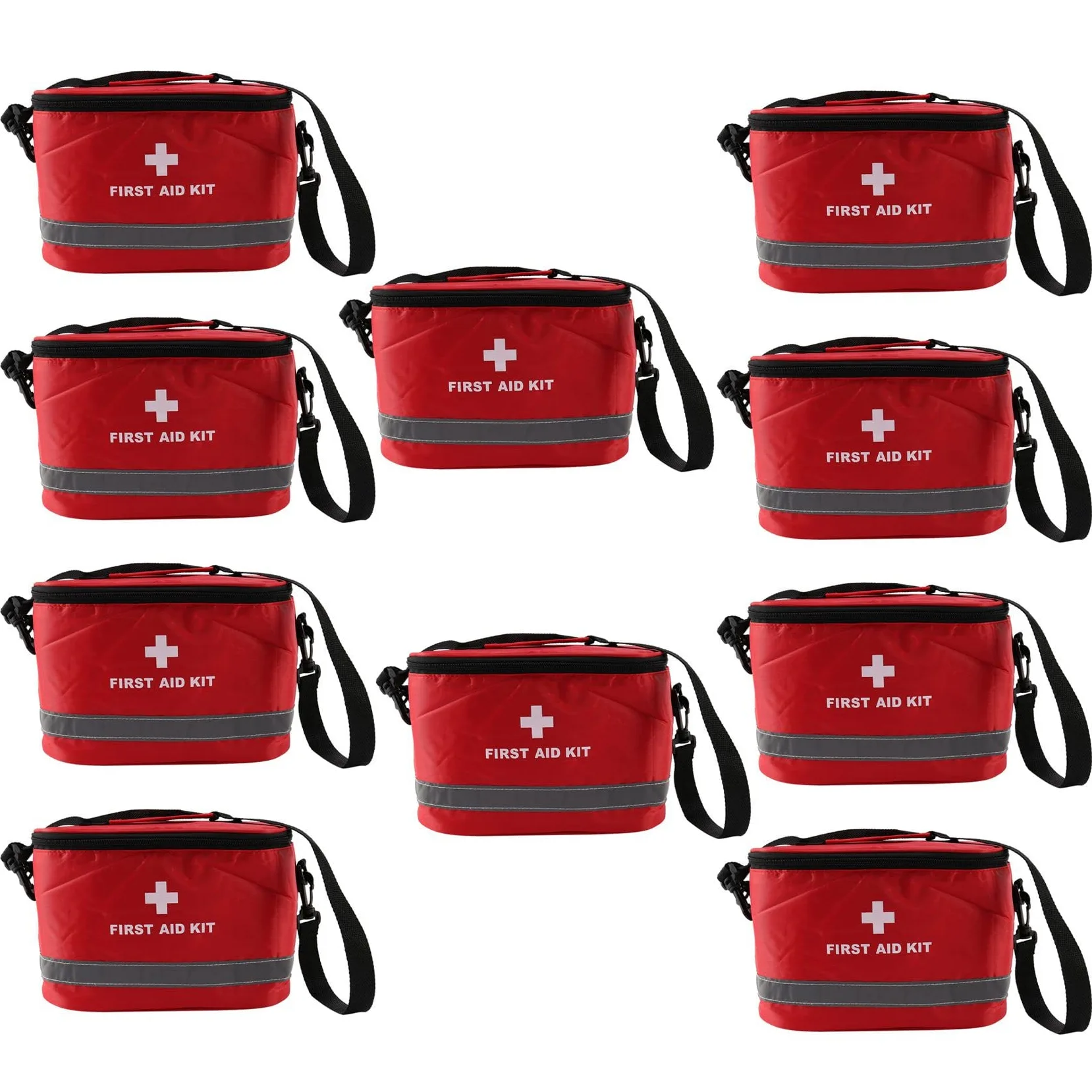 10 x kit de primeros auxilios al aire libre deporte camping bolsa casa médica emergencia paquete rojo nylon