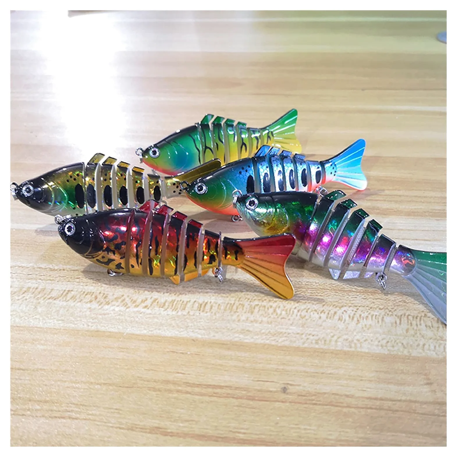 Señuelos Pesca Wobblers Pesca señuelos Artificiales Secciones Multi articuladas Artificiales Cebo Duro Trolling Herramientas de Pesca de Carpa 5PCS Cebo Artificial
