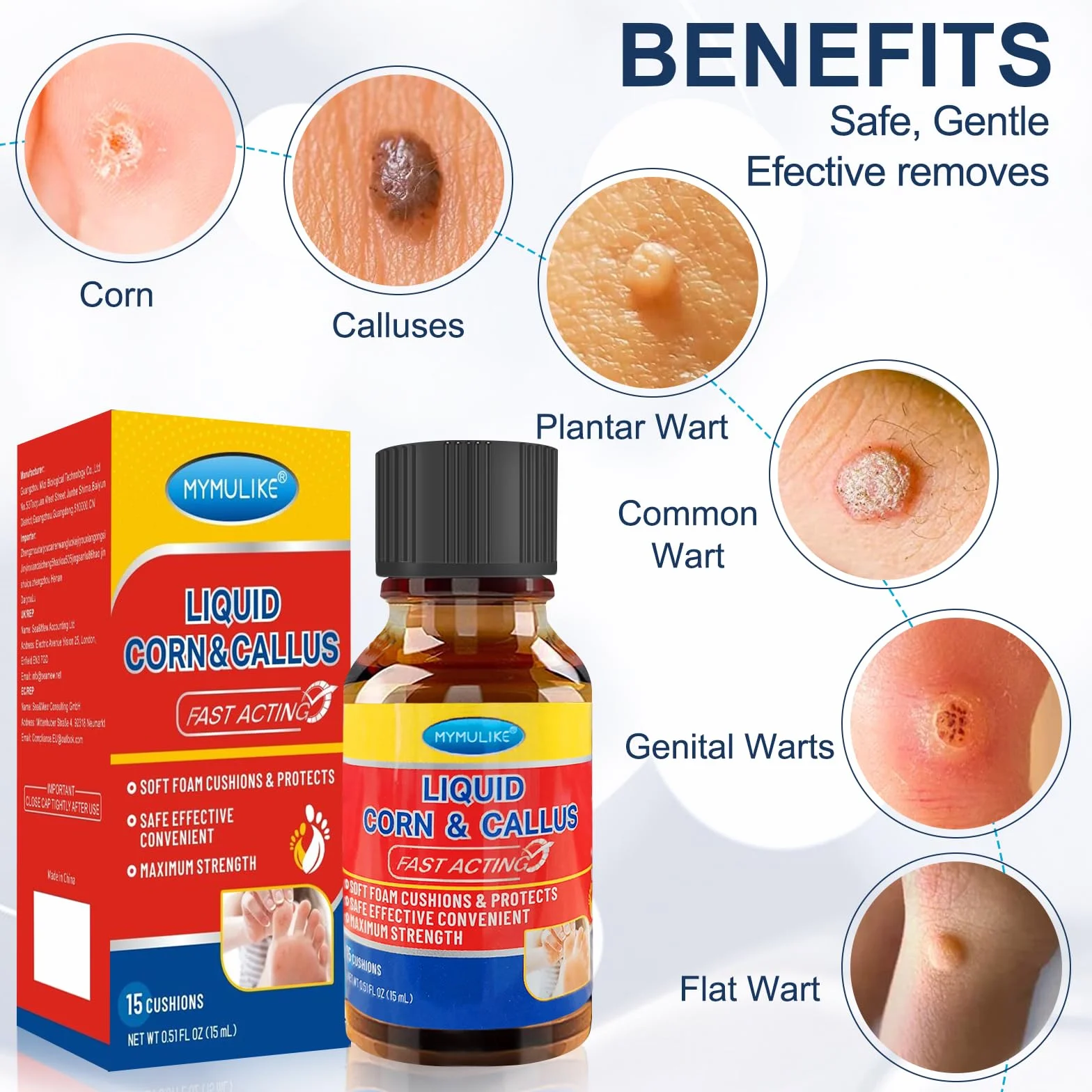 MYMULIKE Wart Remover 15 ml Solución para Callos y Verrugas