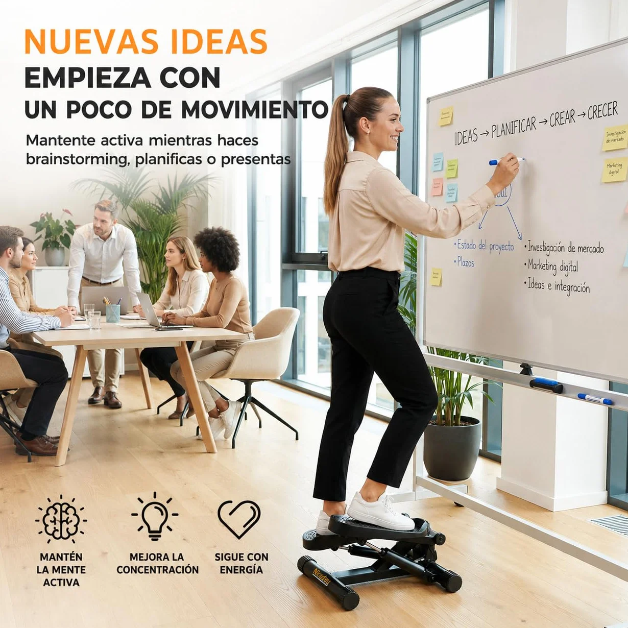Niceday Twist Stepper Fitness Casa, Swing Stepper con Cuerdas Elásticas, Mini Stepper 2 en 1 con Pantalla LCD, Entrenador de Piernas y Brazos hasta 100 kg, Ideal para Ejercicio en Casa.