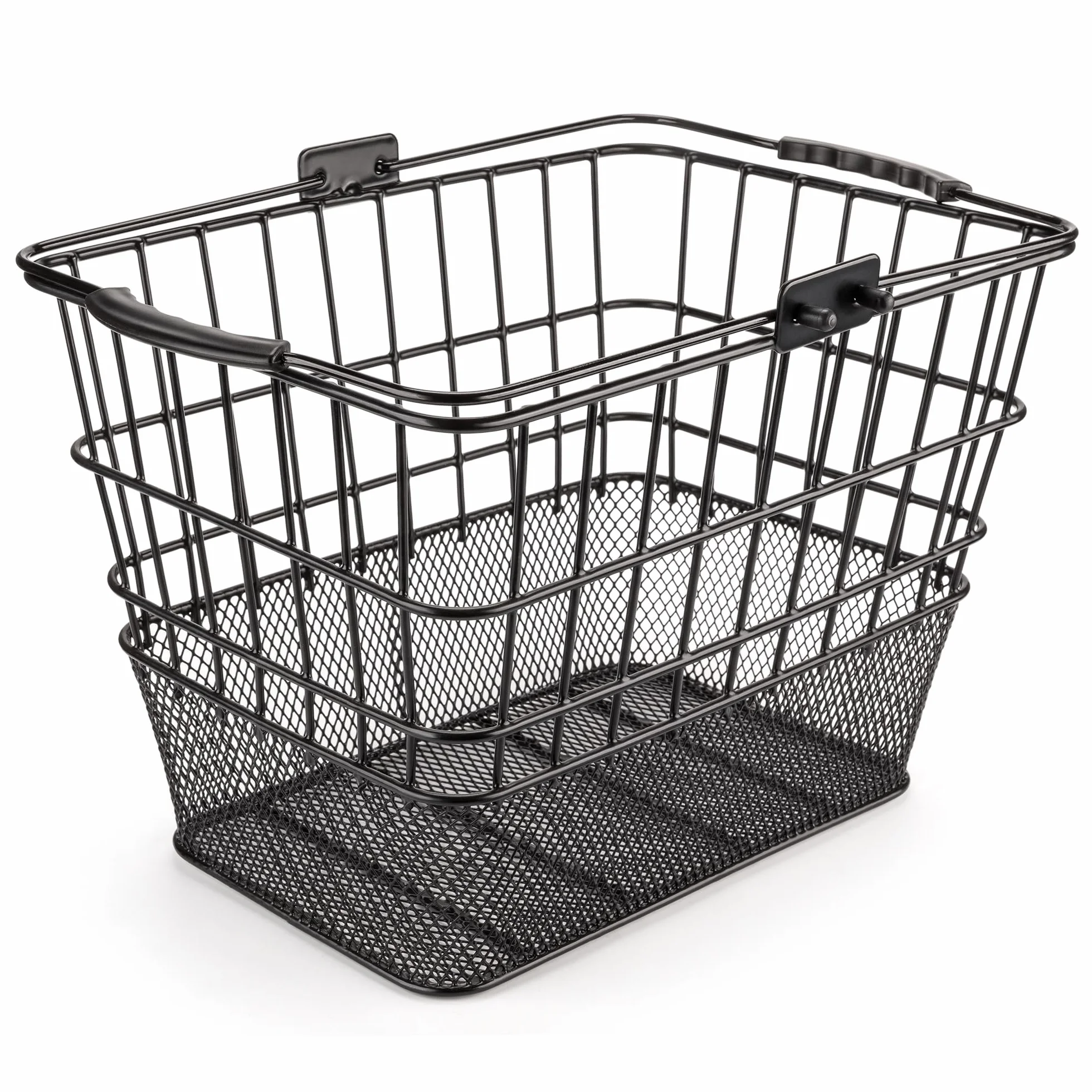 Cesta delantera para bicicleta desmontable de alambre con asa y kit de montaje