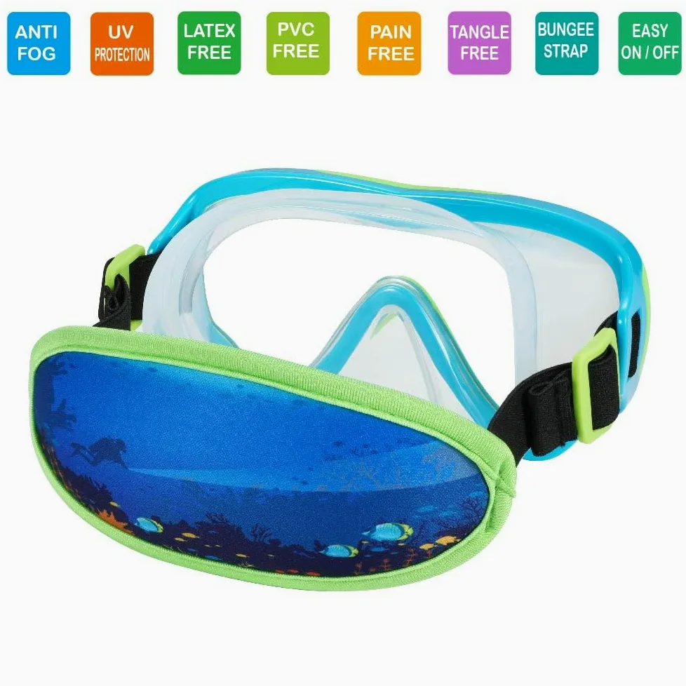 Gafas de natación para niños de 6 a 14 años, máscara de buceo sin correa de enredos, gafas de agua, cubierta de nariz para niños y jóvenes