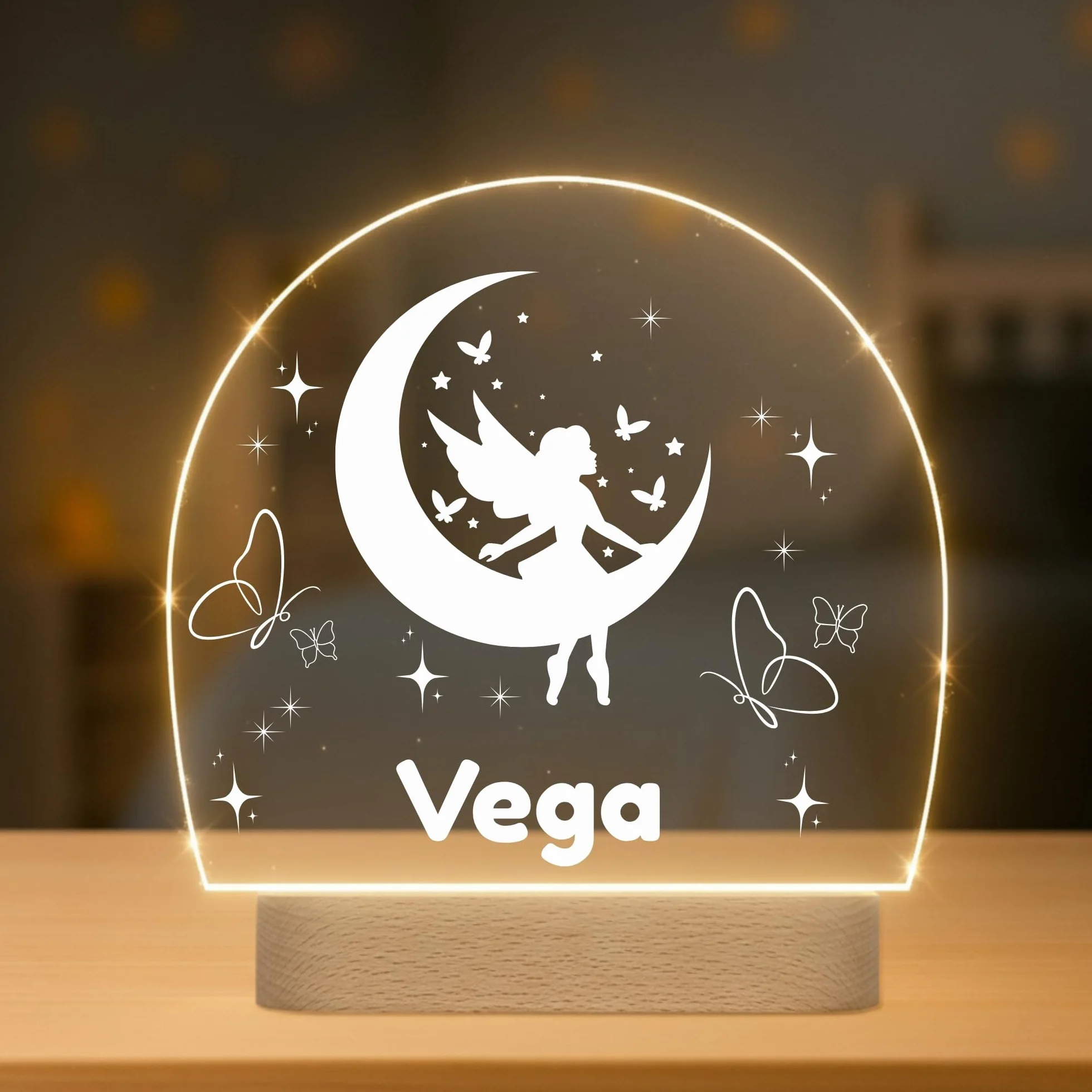 Lámpara Infantil Personalizada LED Quitamiedos con Nombre - Luz para Habitación Bebé - Regalo Original Nacimiento Bautizo Cumpleaños