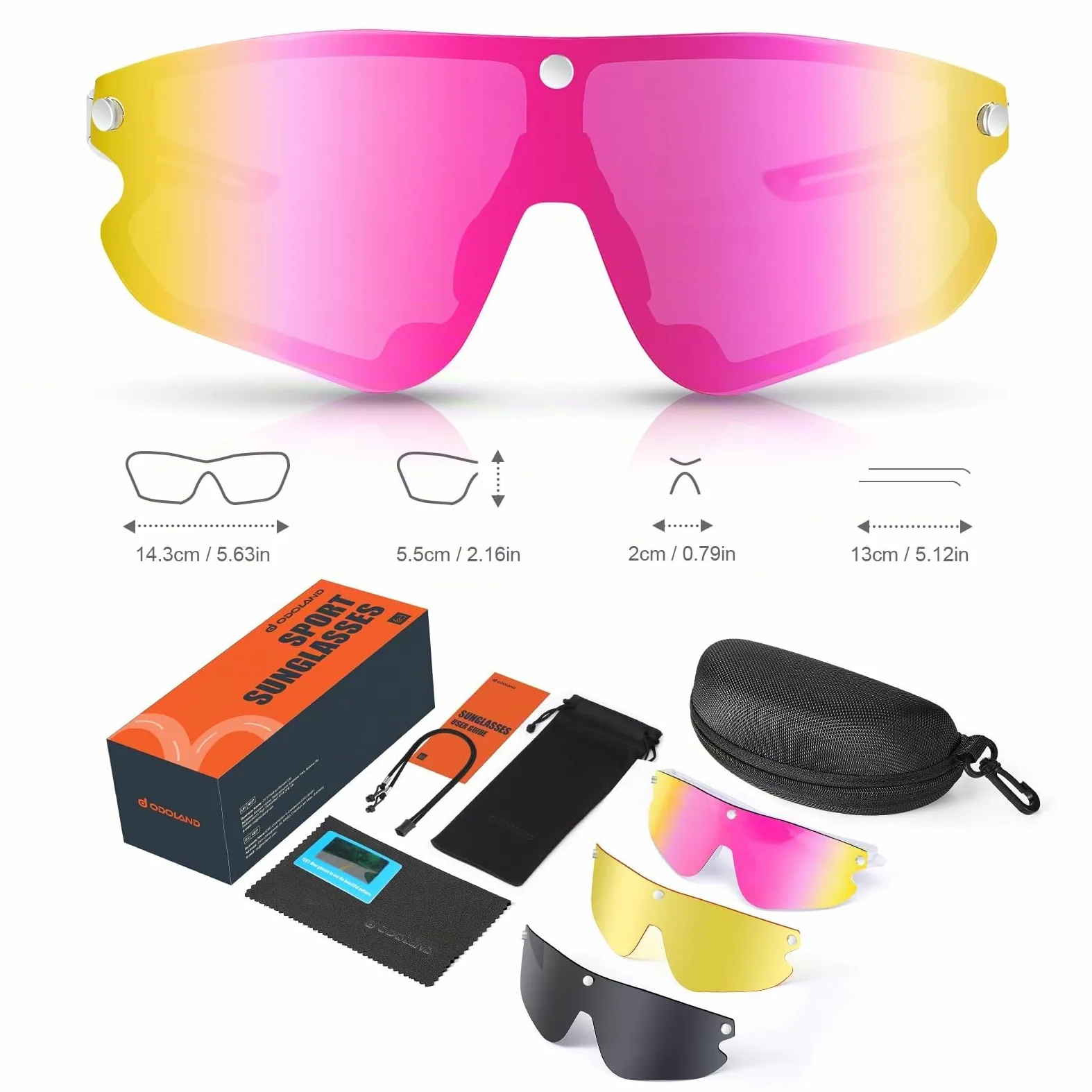 Odoland Gafas de Sol Deportivas Magnéticas Gafas de Sol Polarizadas con Lente Polarizada Reemplazable para Hombres Mujeres Adultos Correr Gafas de Sol Protección UV400