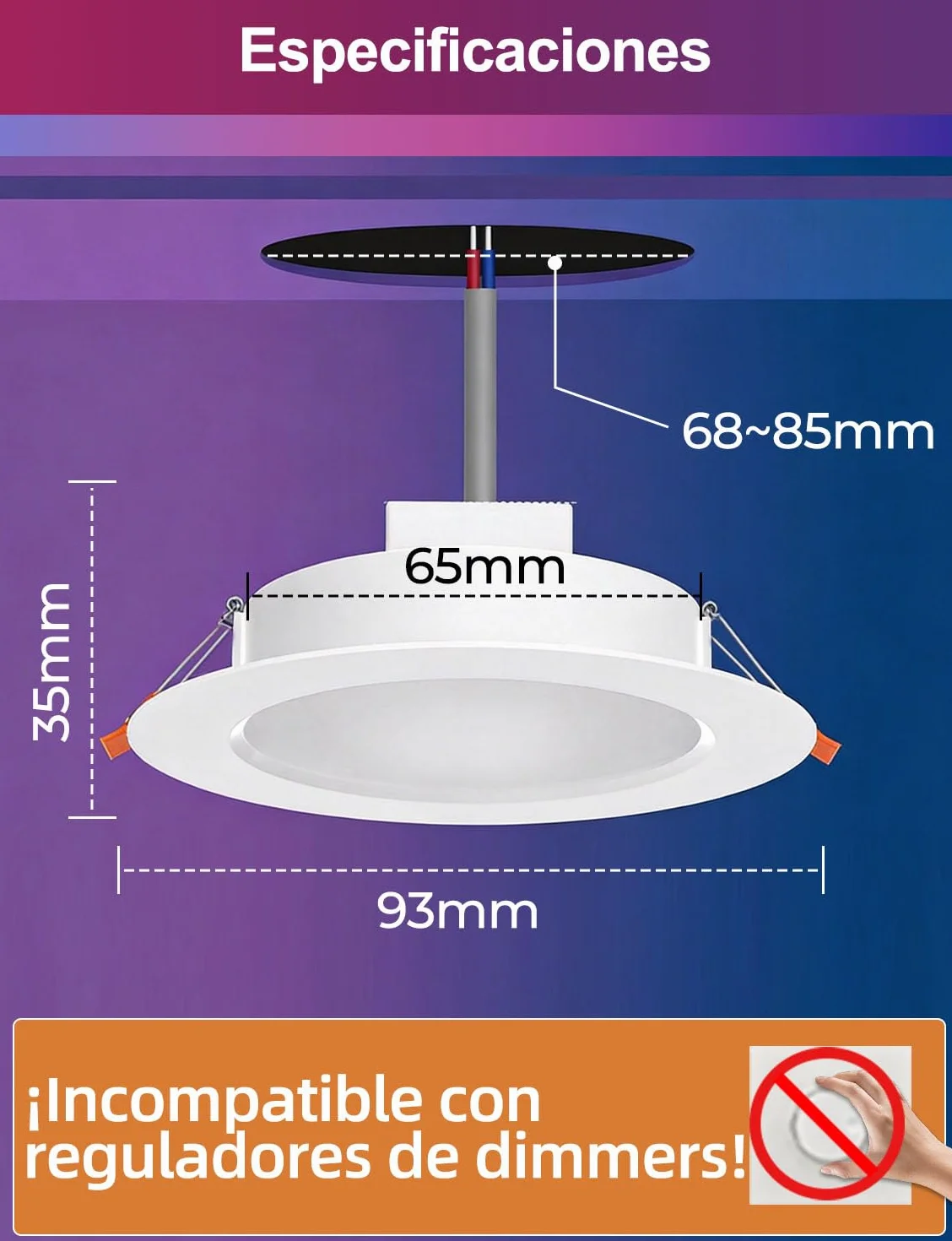 iLC Foco Empotrable LED Techo 8W Alexa Downlight 4 Unidades Corte Ф68-85mm 2700K-6000K RGB