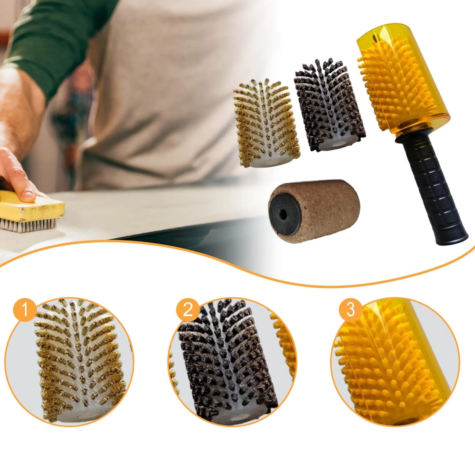 perfk Kit de cepillos para Cera de esquí, Nailon, latón, Crin de Caballo, Corcho, Mantenimiento de Snowboard, Limpieza, Cepillo rotatorio eléctrico,