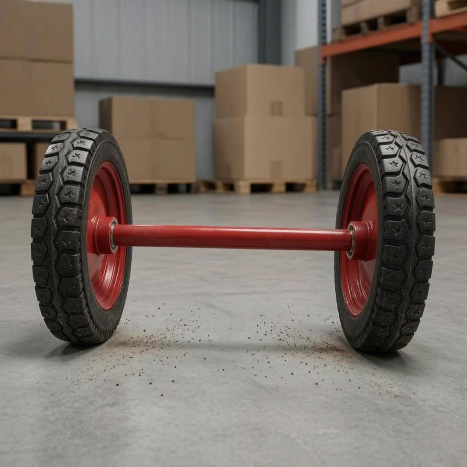 Rueda de Goma Sólida para Remolque Conjunto Llanta Eje Neumático con Goma de Alta Densidad y Marcha Estable Cubo de Acero Rojo Adecuada para, Eje De 50 Cm