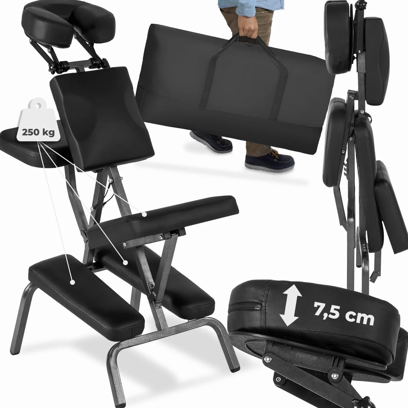 TecTake Silla de Masaje Fisioterapia Rehabilitacion Sillón de Tratamiento Tattoo