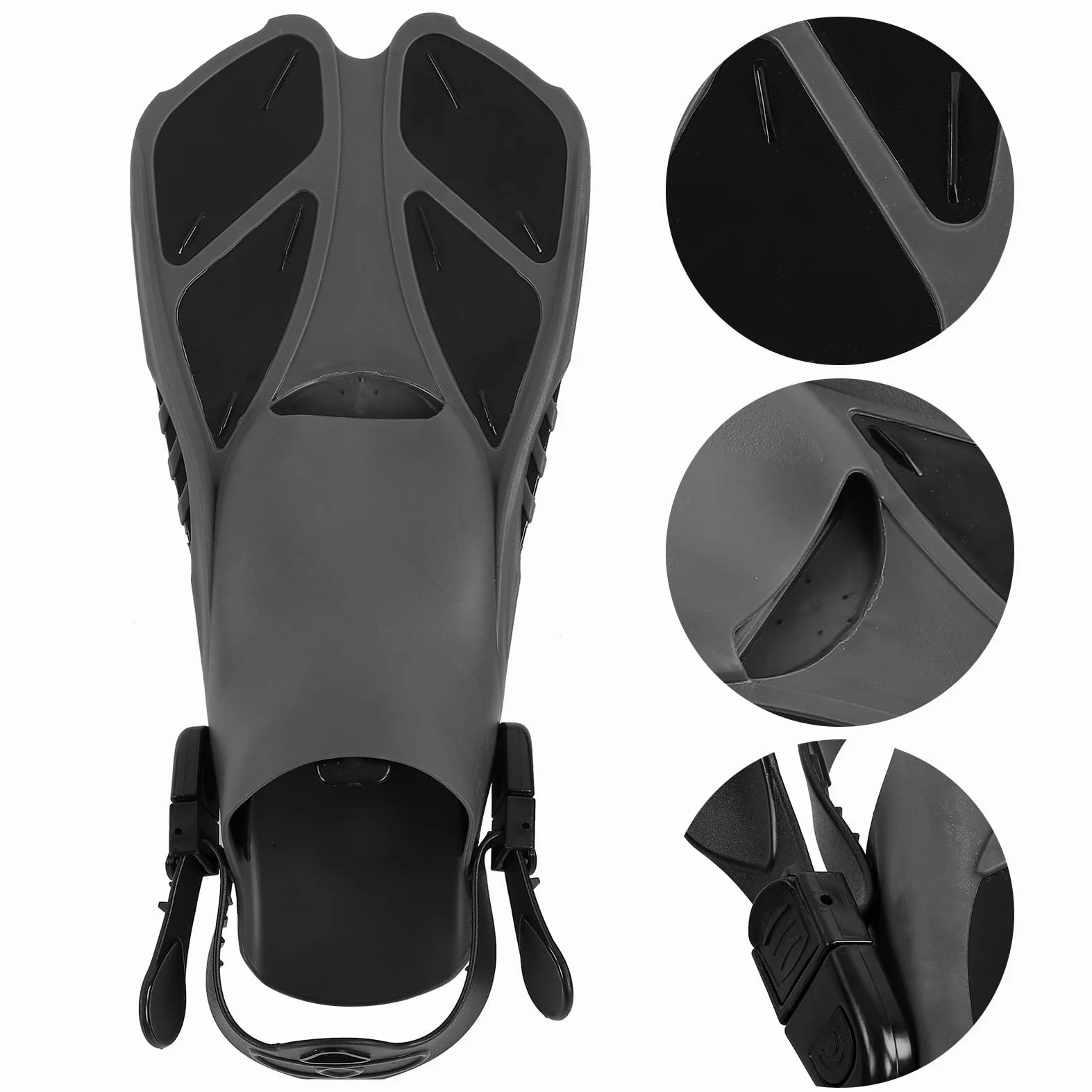 KANASI Aletas de Snorkel, Aletas largas de talón Abierto de TPR Suave Ajustable para Adultos de natación de Buceo