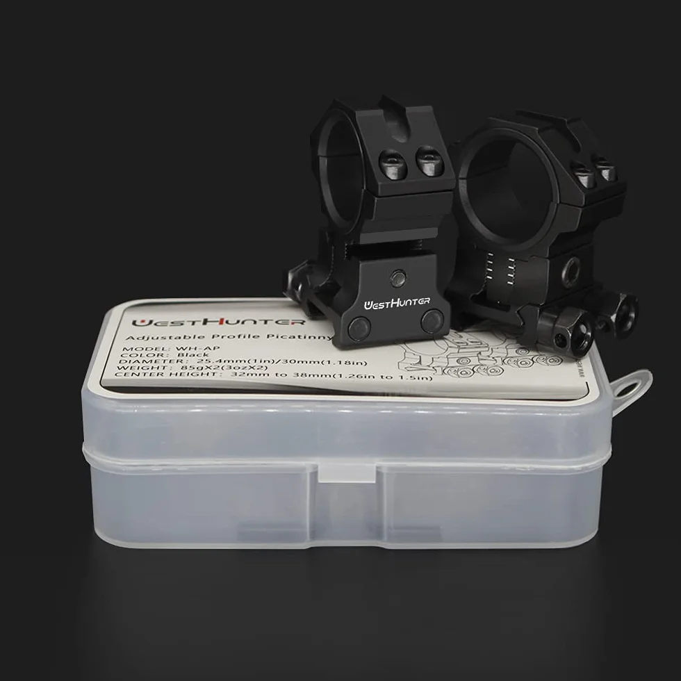 Anillas Ajustables para Mira Telescópica WestHunter Optics, Soporte de Precisión para Instalar Miras de 30mm & 25.4mm en Rieles Picatinny(Exclusivamente para Actividades Deportivas) | Black