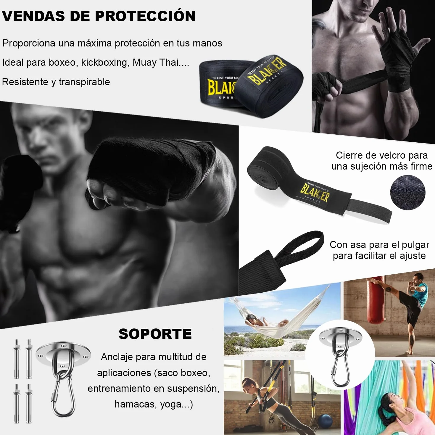 Sacco da Boxe non Imbottito Dotato di Guantoni da Boxe, Corda per Saltare, Bende da Boxe, Catena, Supporto e Sistema di Allenamento in Sospensione - Kit Completo per Palestra in Casa