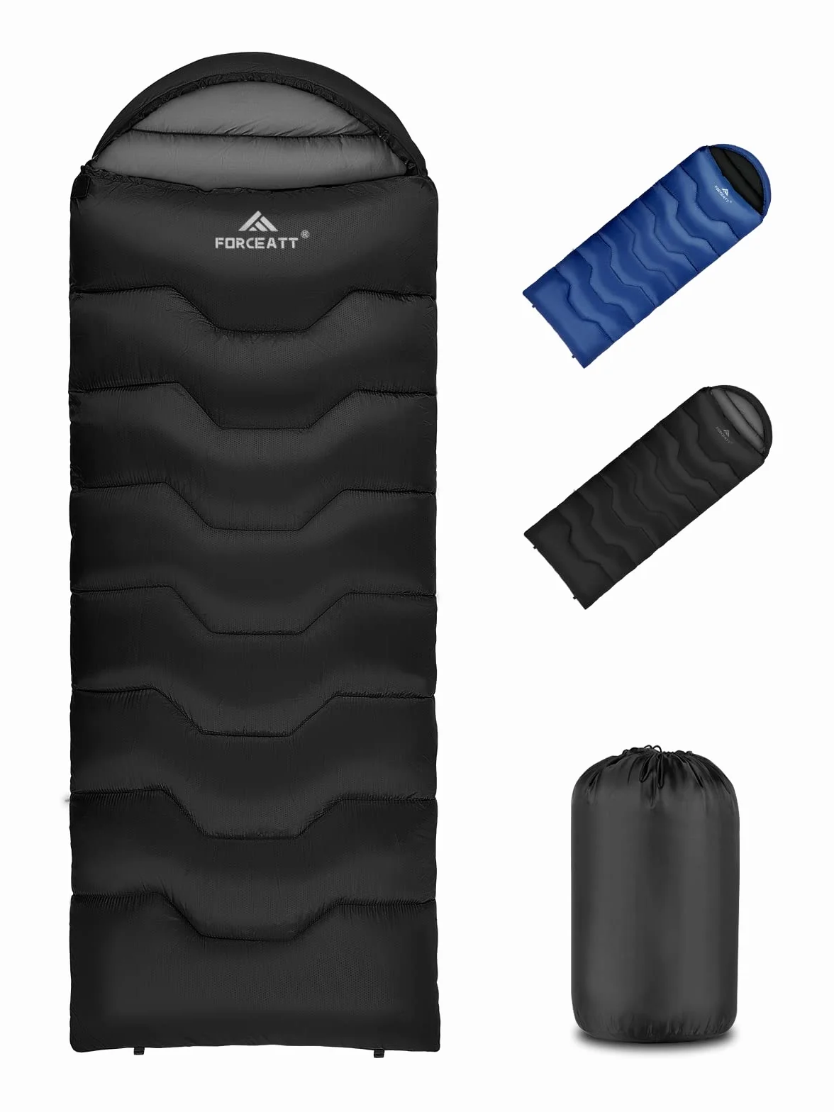 Forceatt Saco de Dormir para Adultos (210x80CM) -7~20°C Saco de Dormir Compacto 4 Estaciones, Saco de Dormir Invierno a Prueba de Agua y Desgarros,Lgrande para Camping y Senderismo.