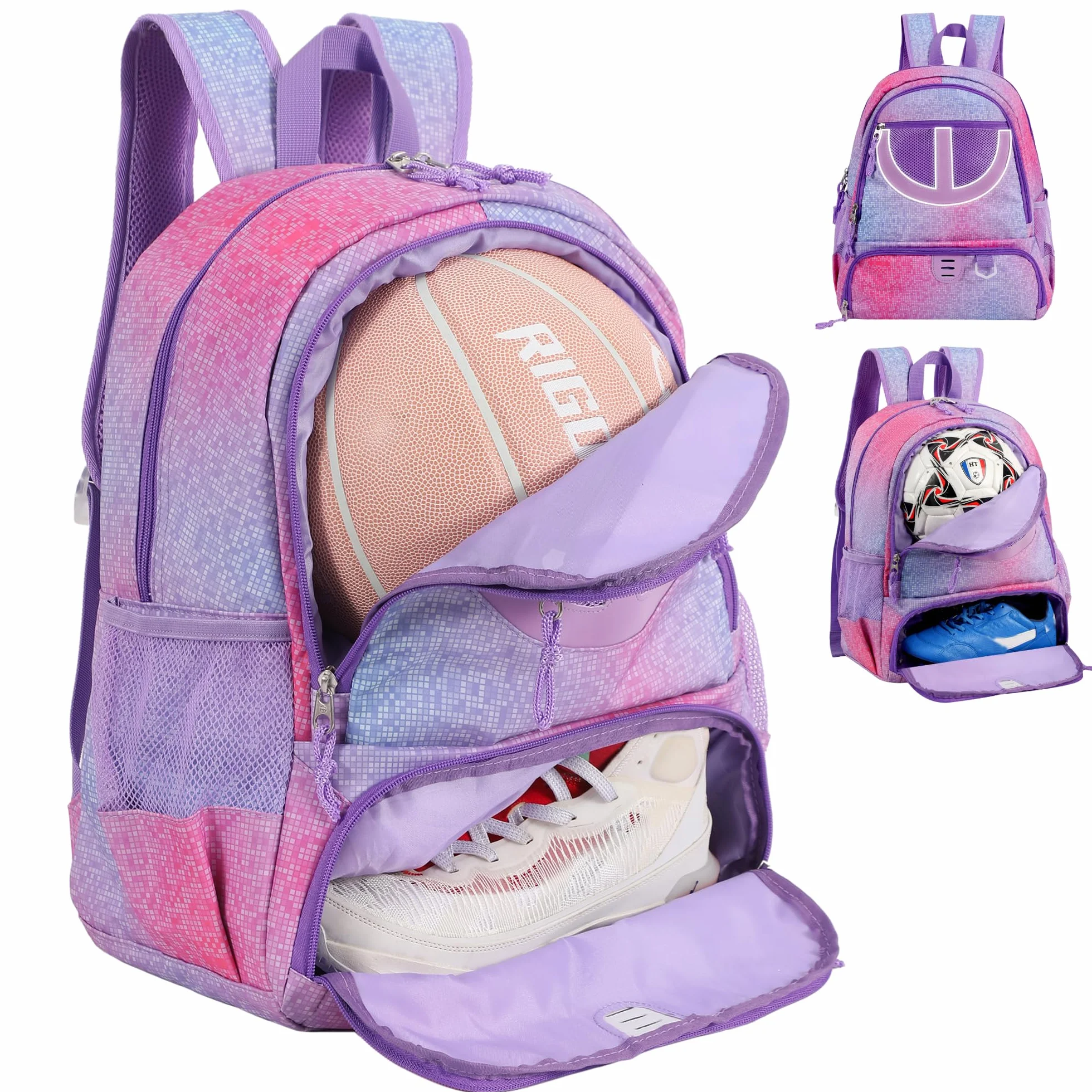 Mochila de baloncesto 30 L compartimento para pelota y zapatos transpirable