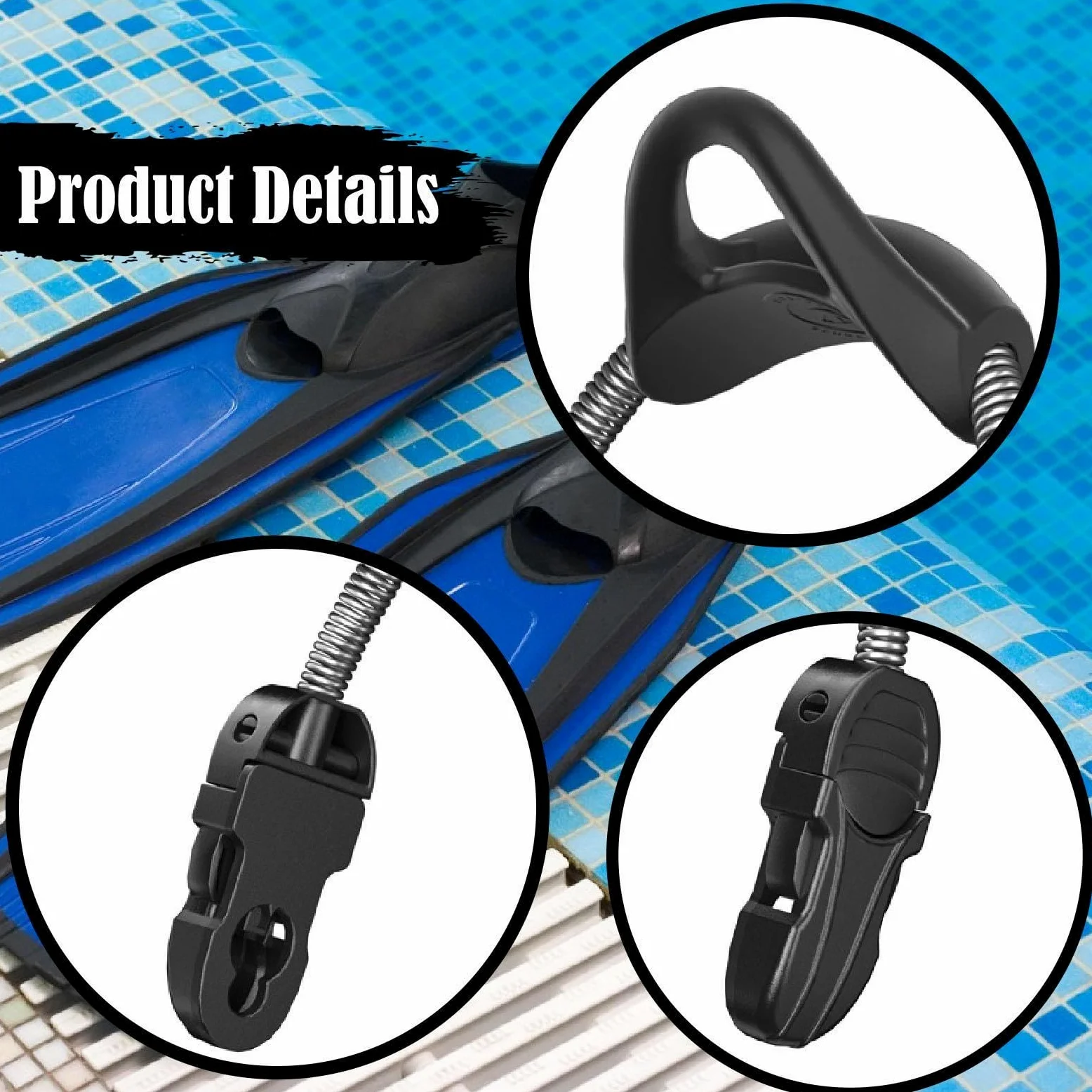 2 Piezas Correas de Aletas de Goma para Reemplazo de Flippers Hebillas de Liberación Rápida Material Flexible y Resistente Ajuste Universal para