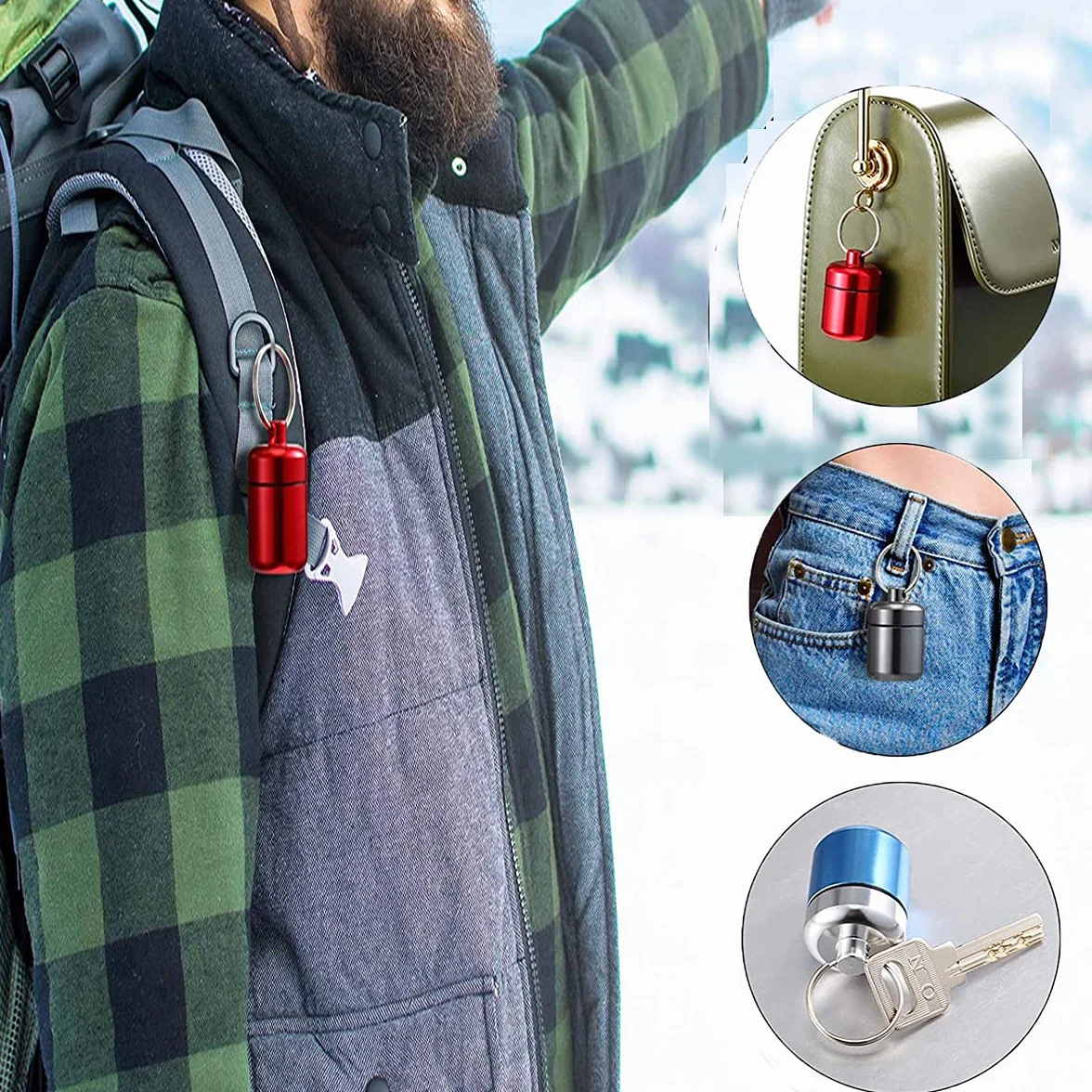 Organizador de pastillas metálico portátil impermeable 4 cajas pequeñas para viajes